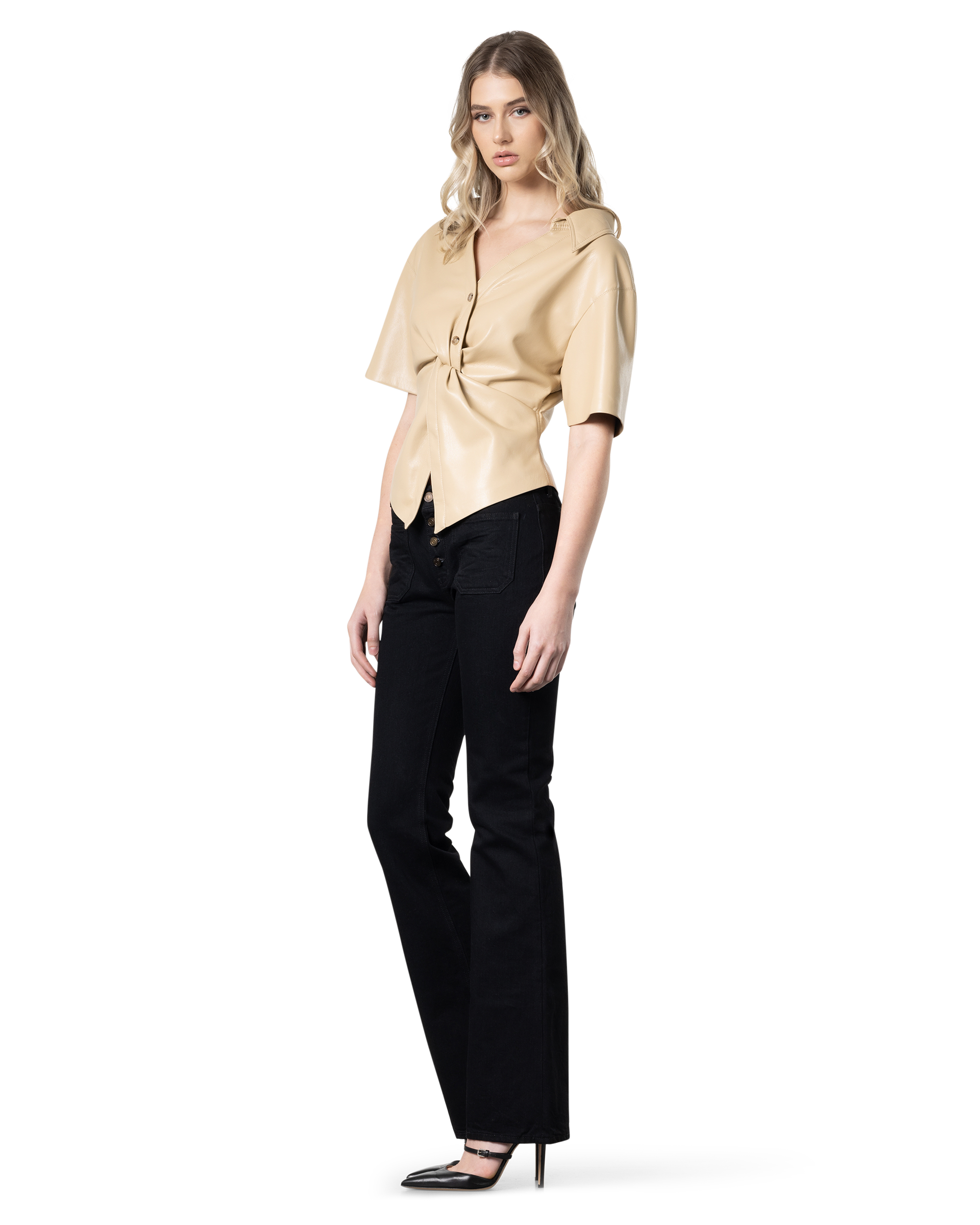 Thora Vegan Leather Twist Top