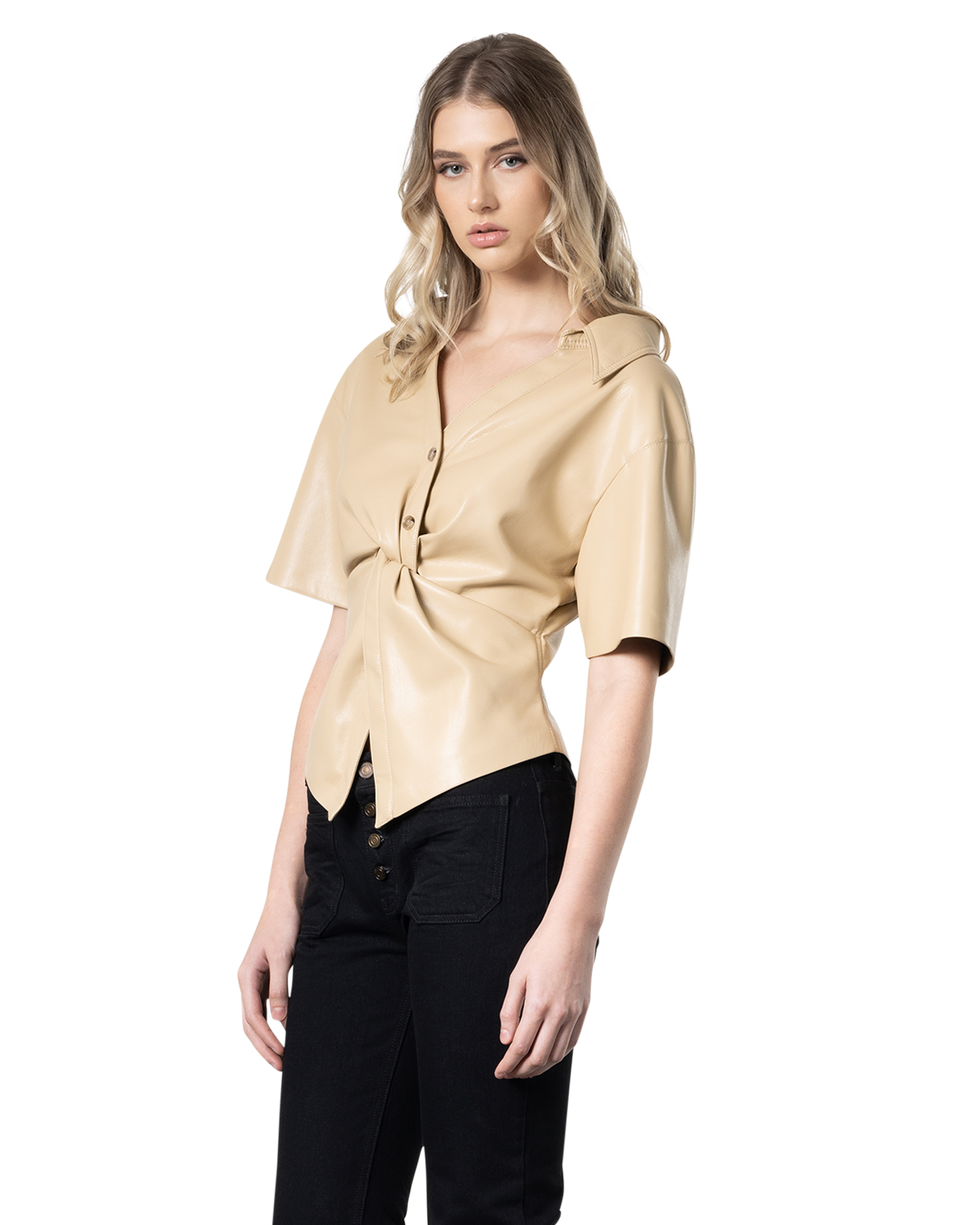 Thora Vegan Leather Twist Top