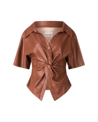 Thora Vegan Leather Twist Top - DIHSAN