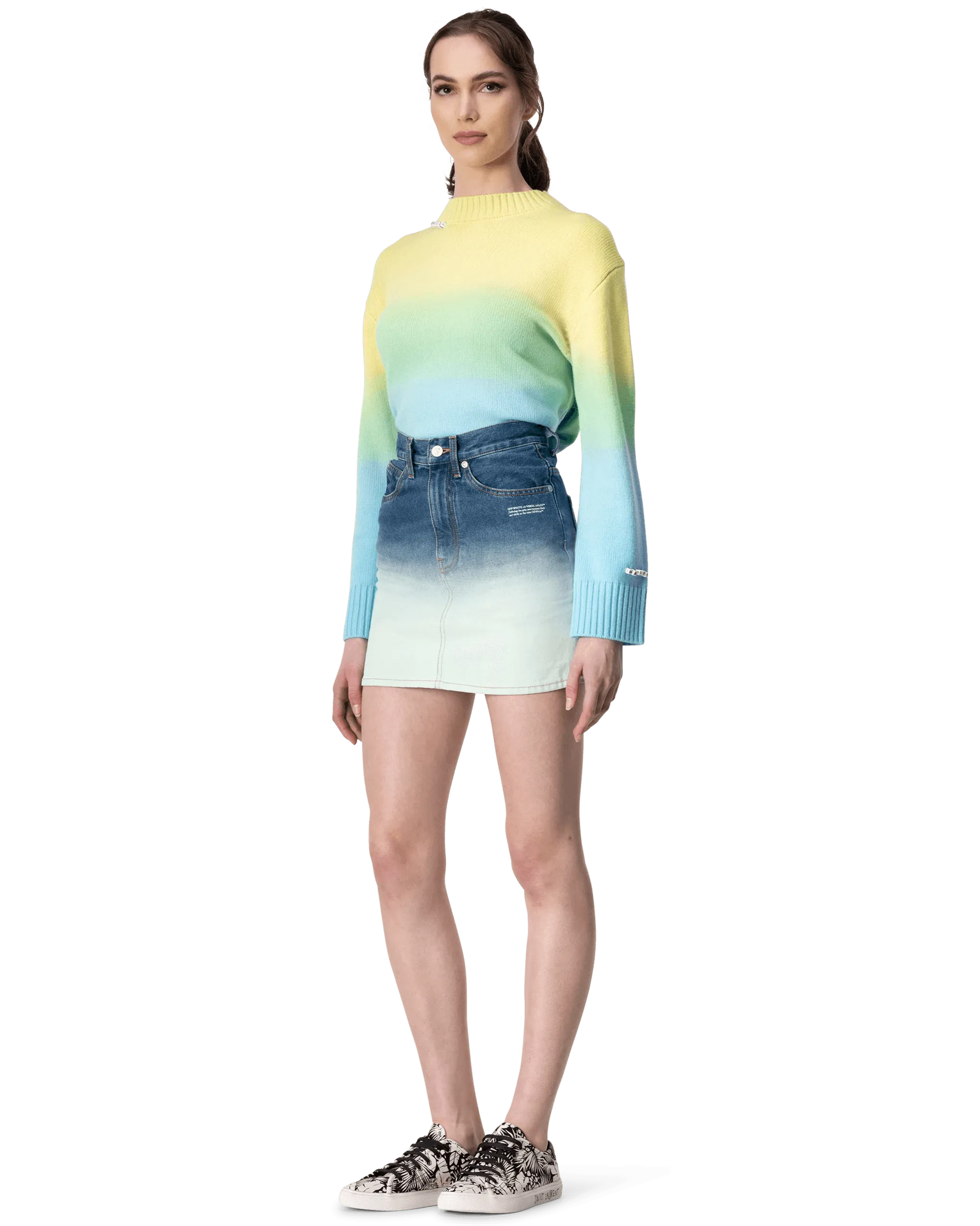 Ombre Denim Mini Skirt