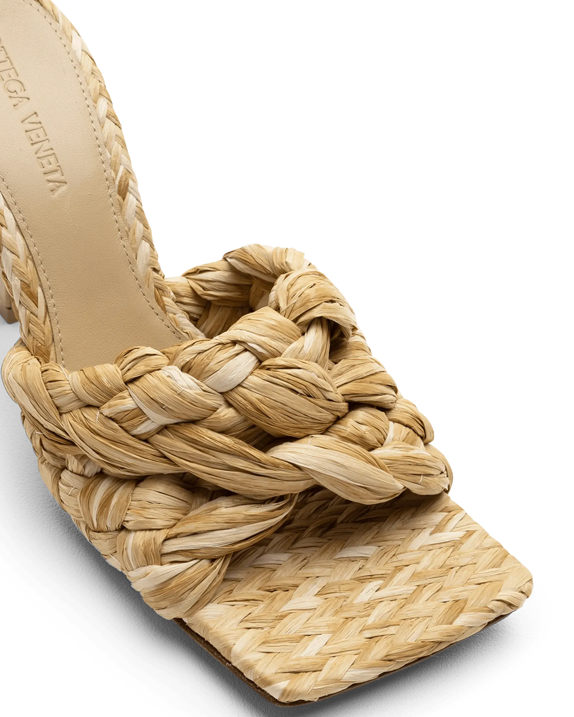 Raffia Stretch Heeled Mules - DIHSAN