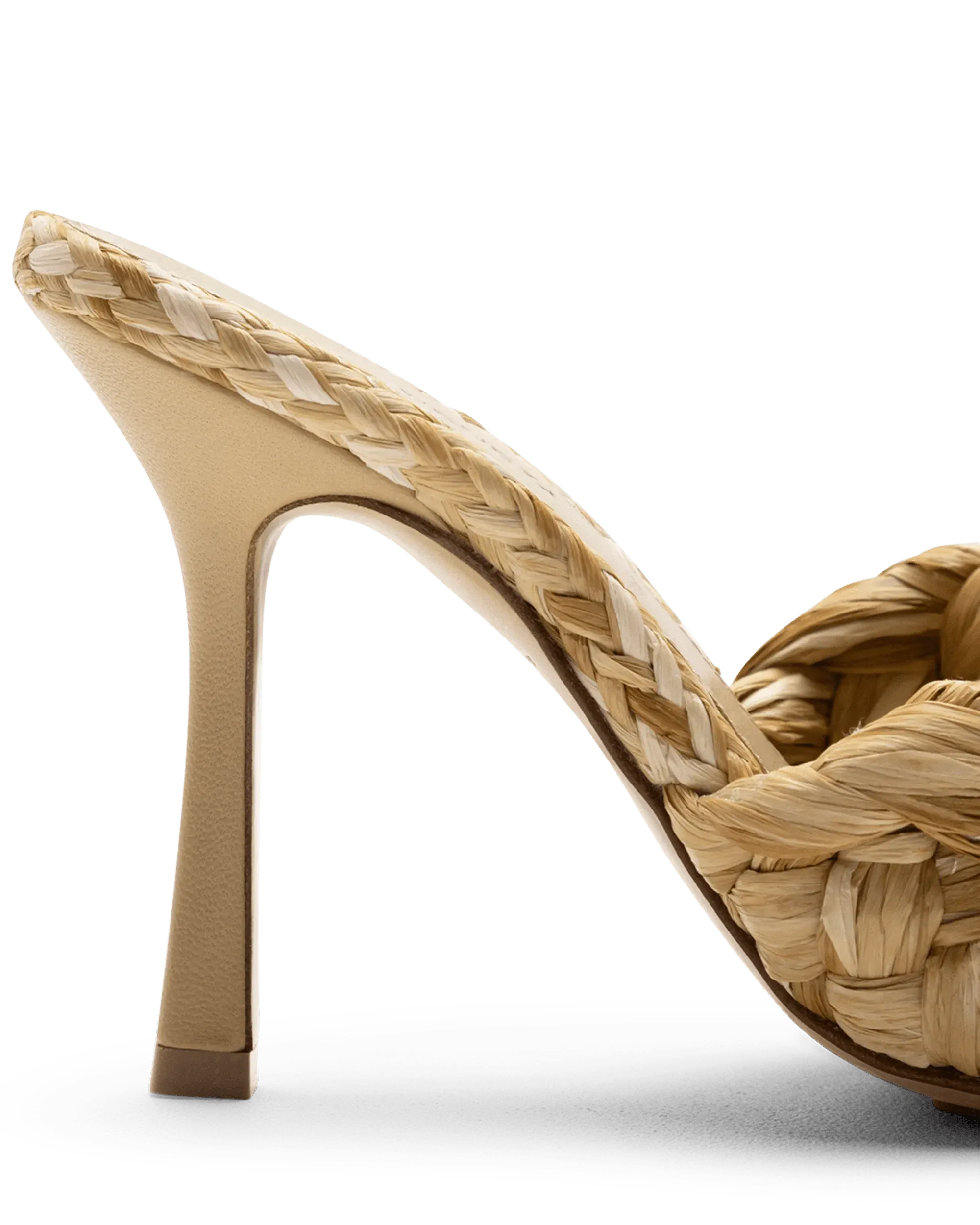 Raffia Stretch Heeled Mules - DIHSAN