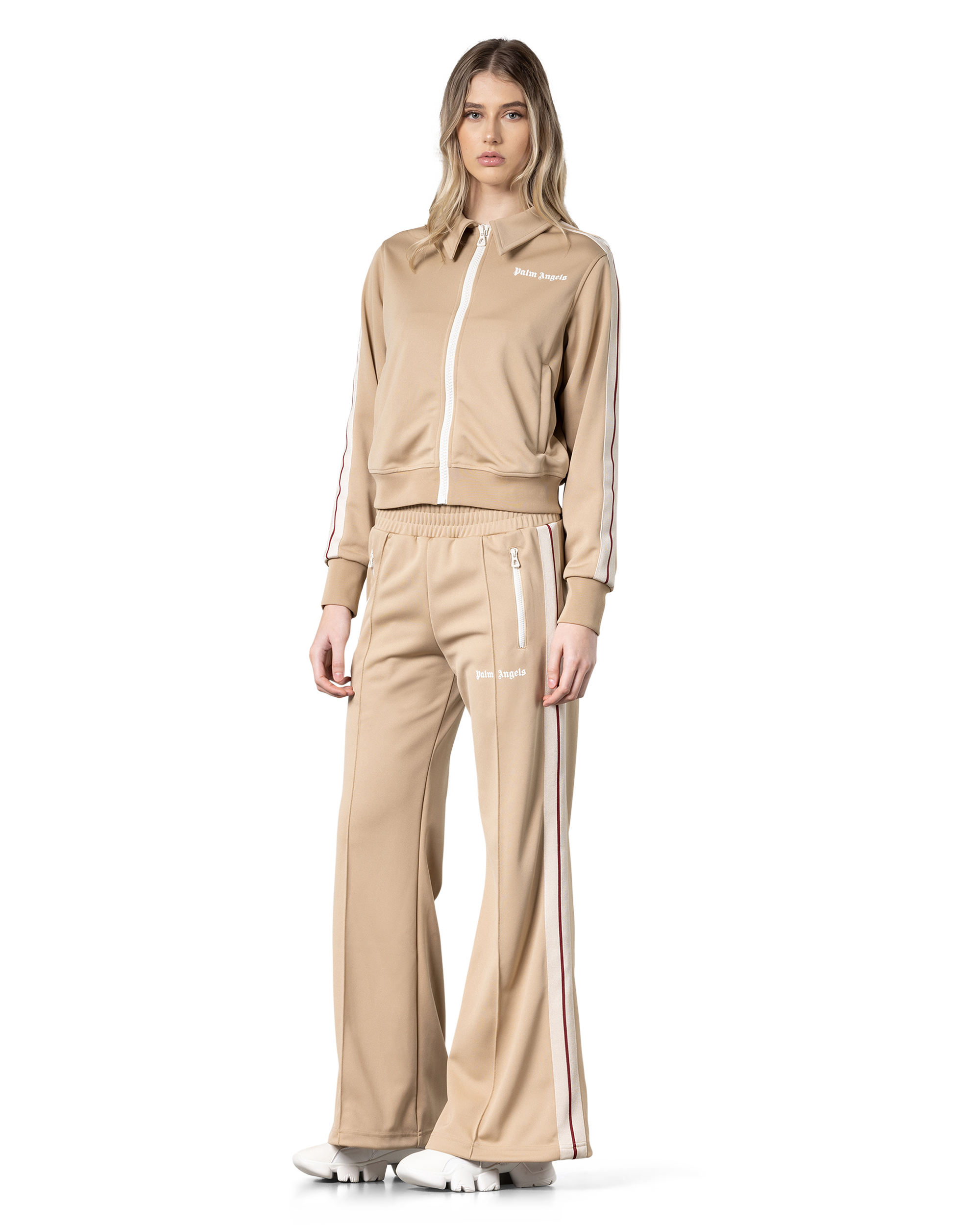 Wide-Leg Side Striped Track Pants