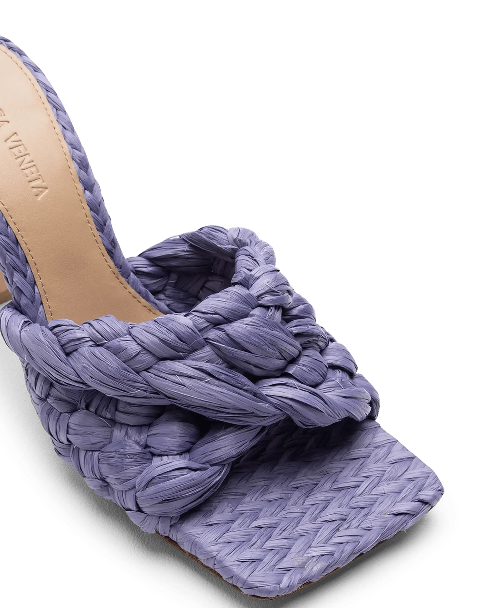 Raffia Stretch Heeled Mules - DIHSAN
