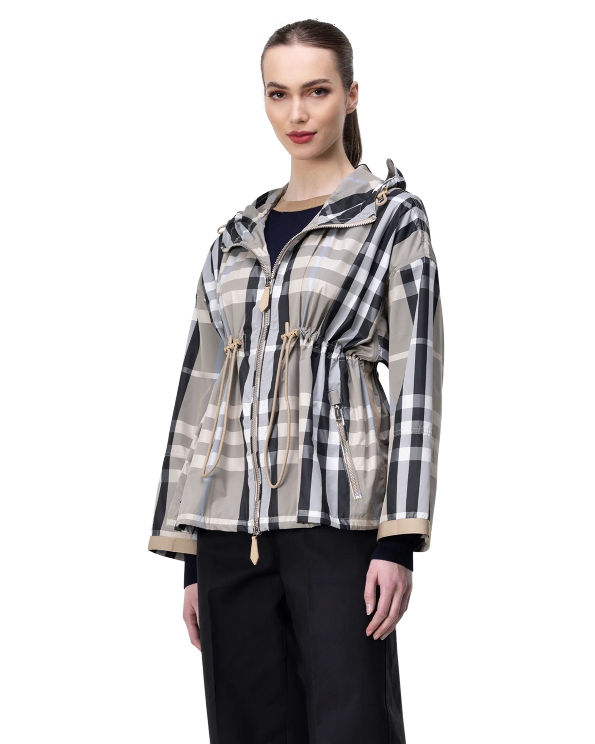 Check Print Hooded Jacket