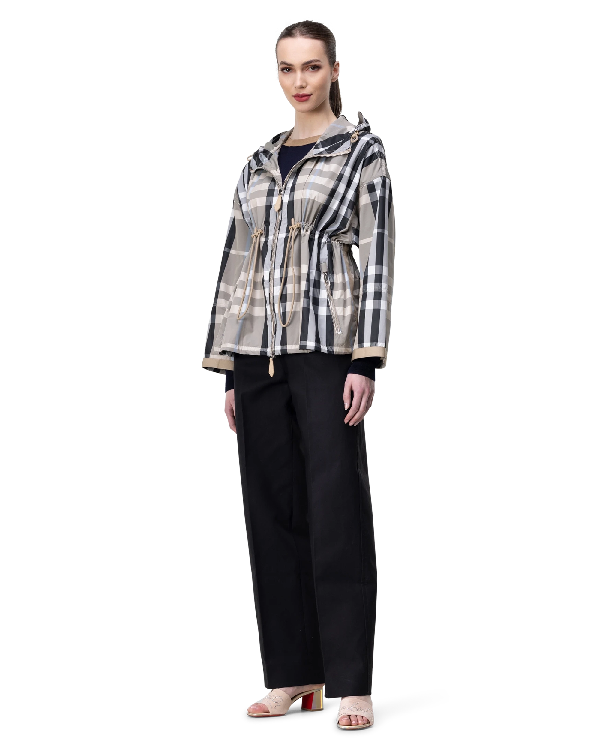 Check Print Hooded Jacket