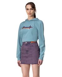 Embroidered Logo Crop Top Hoodie