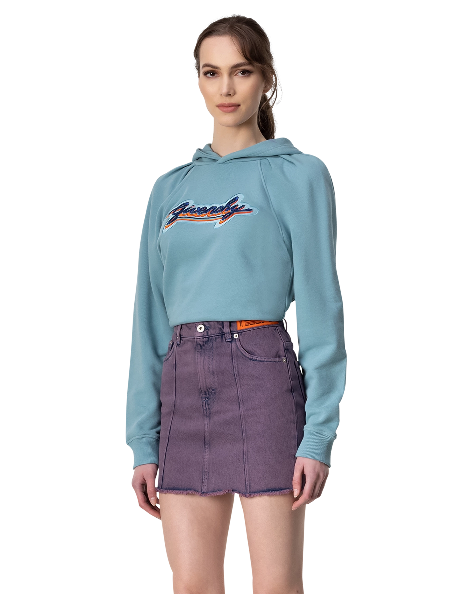 Embroidered Logo Crop Top Hoodie