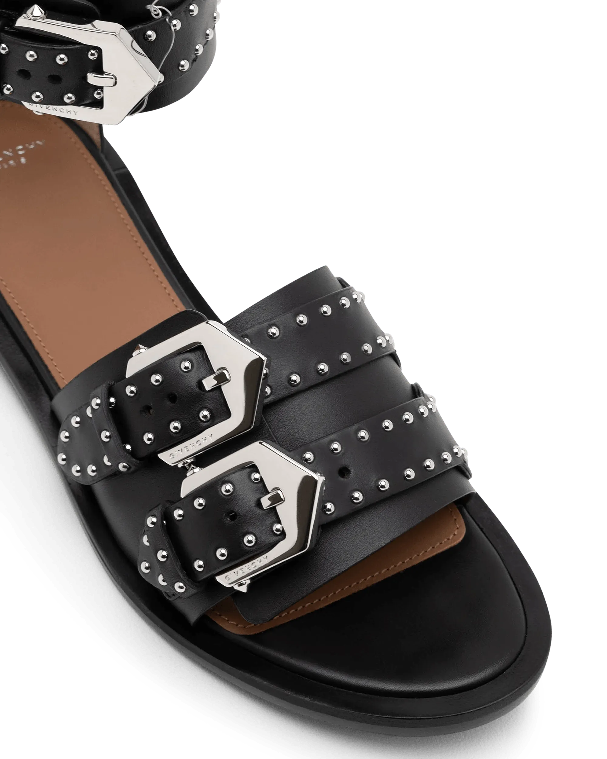 Studded Buckle Flat Sandals