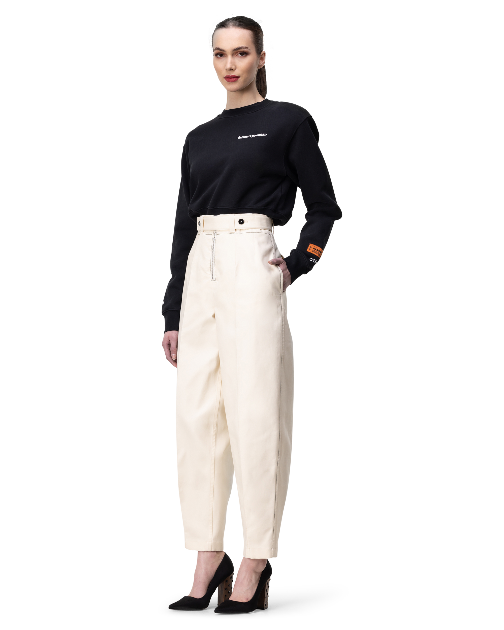 Structured Fine Cotton Tapered Trousers