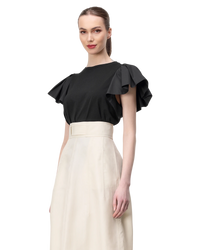 Ruffled Sleeve Jersey Top