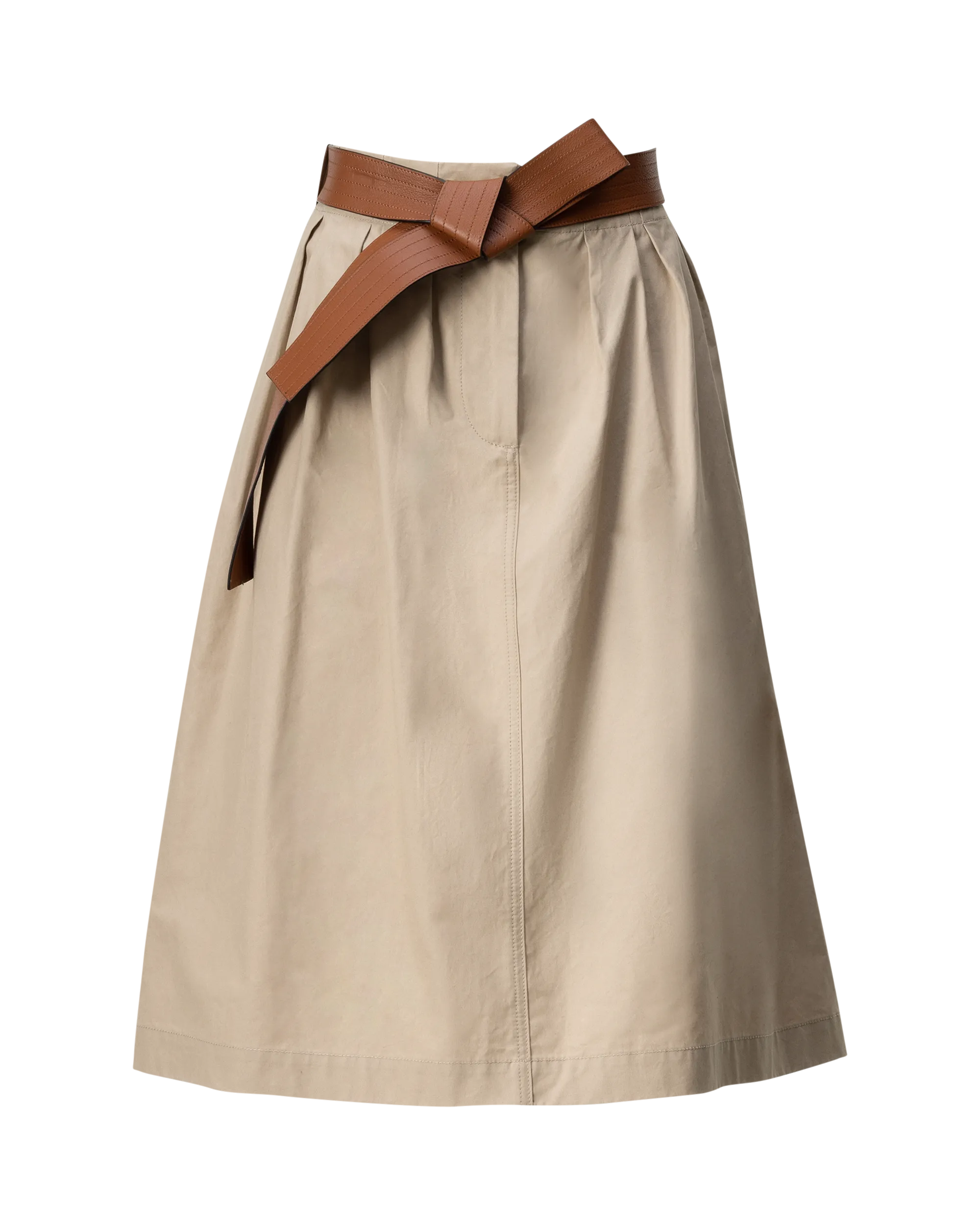 Belted A-Line Midi Skirt