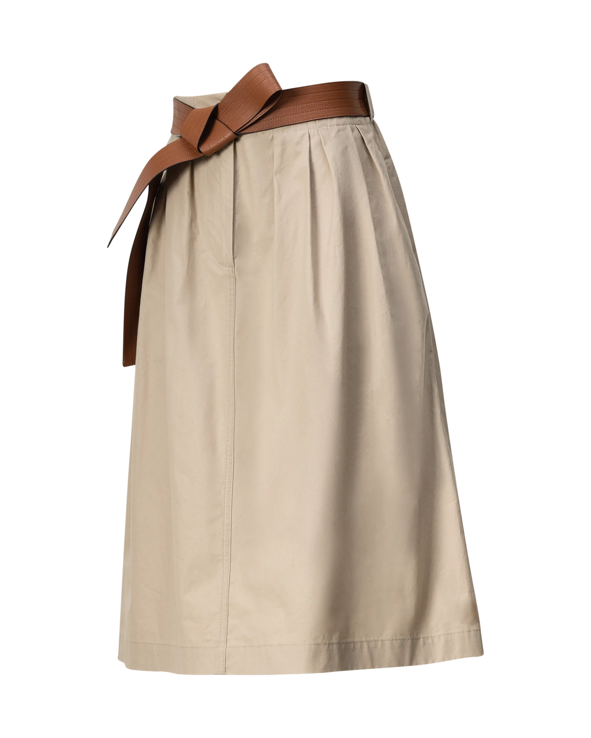 Belted A-Line Midi Skirt