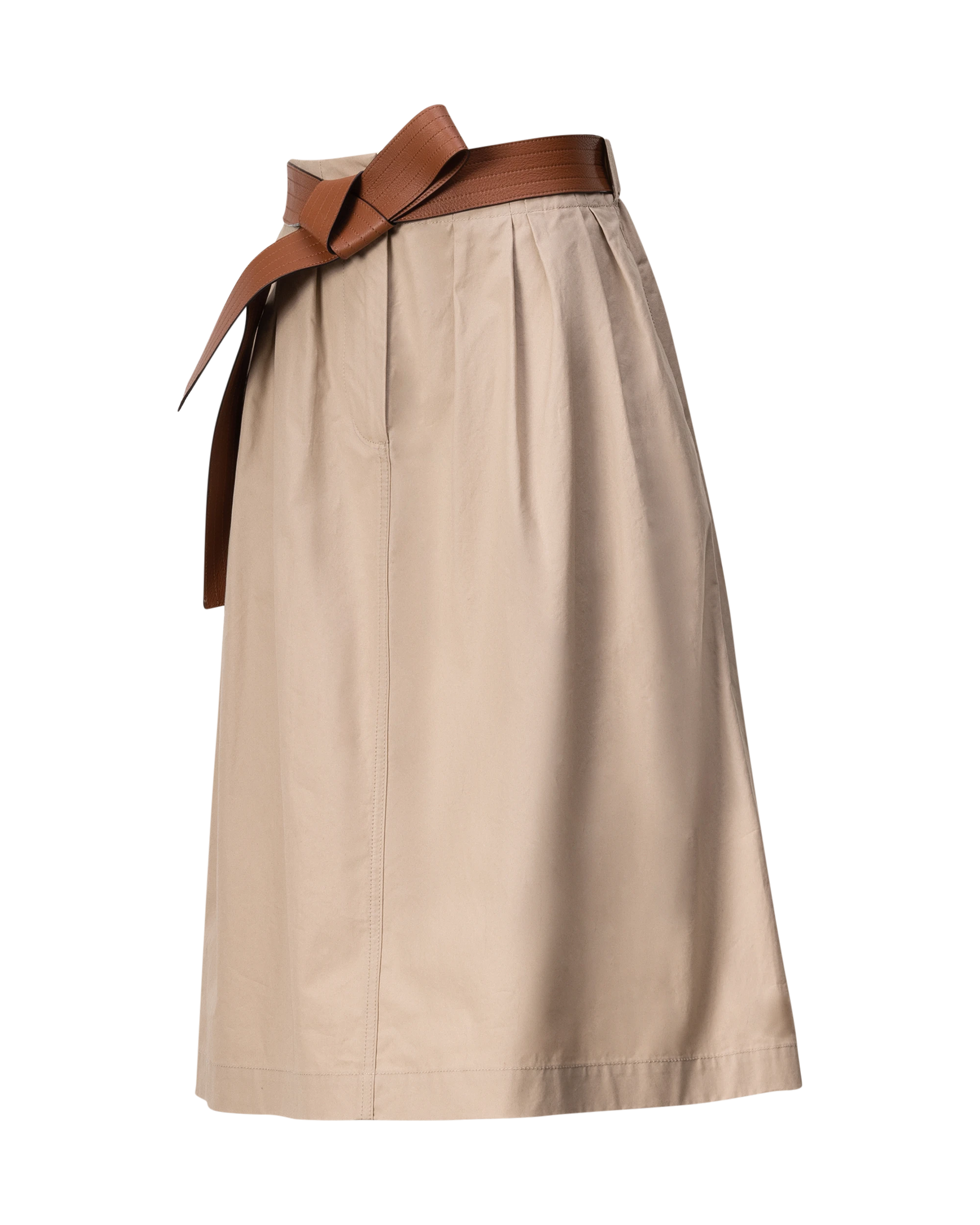 Belted A-Line Midi Skirt