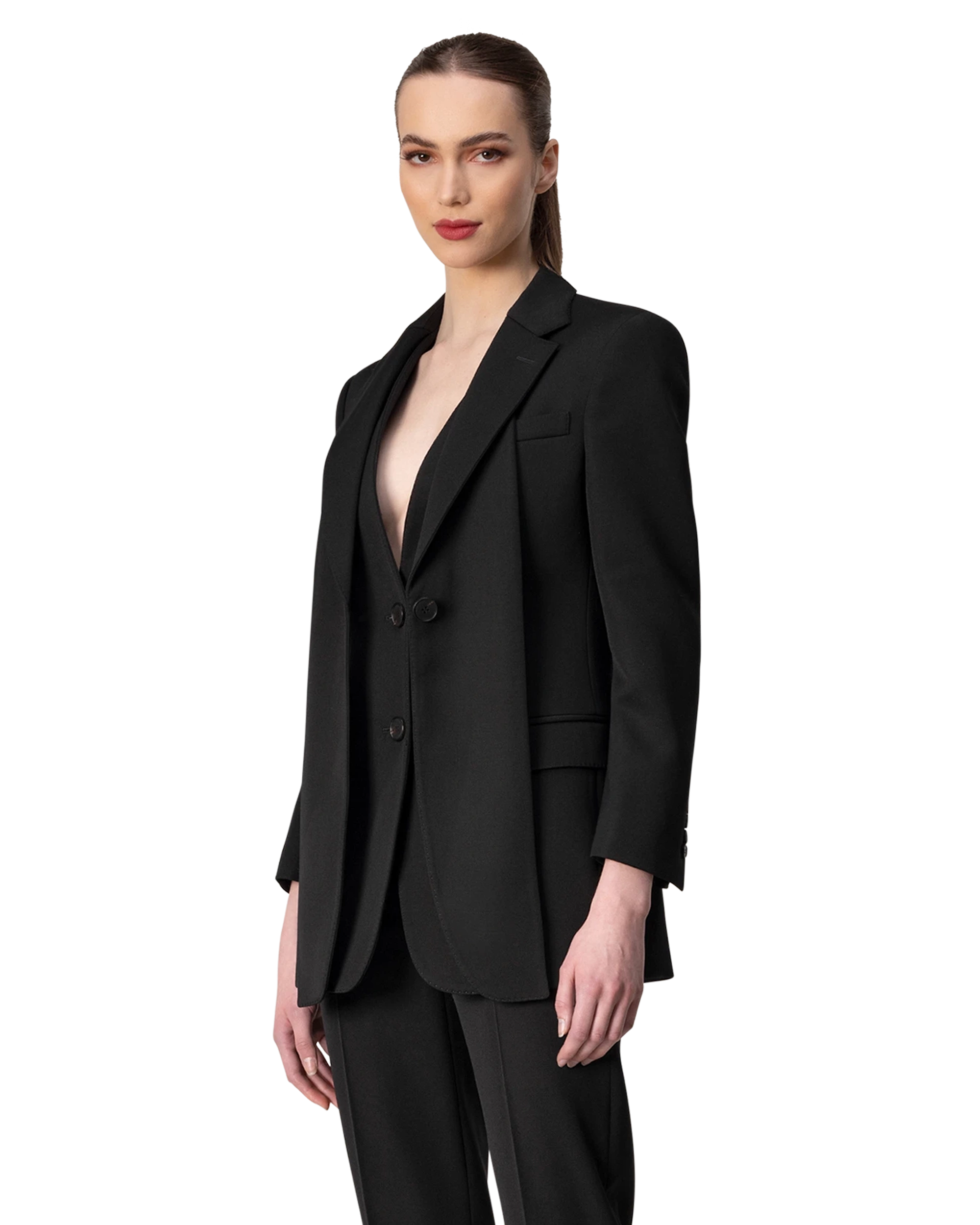 Peak Lapel Wool Blazer
