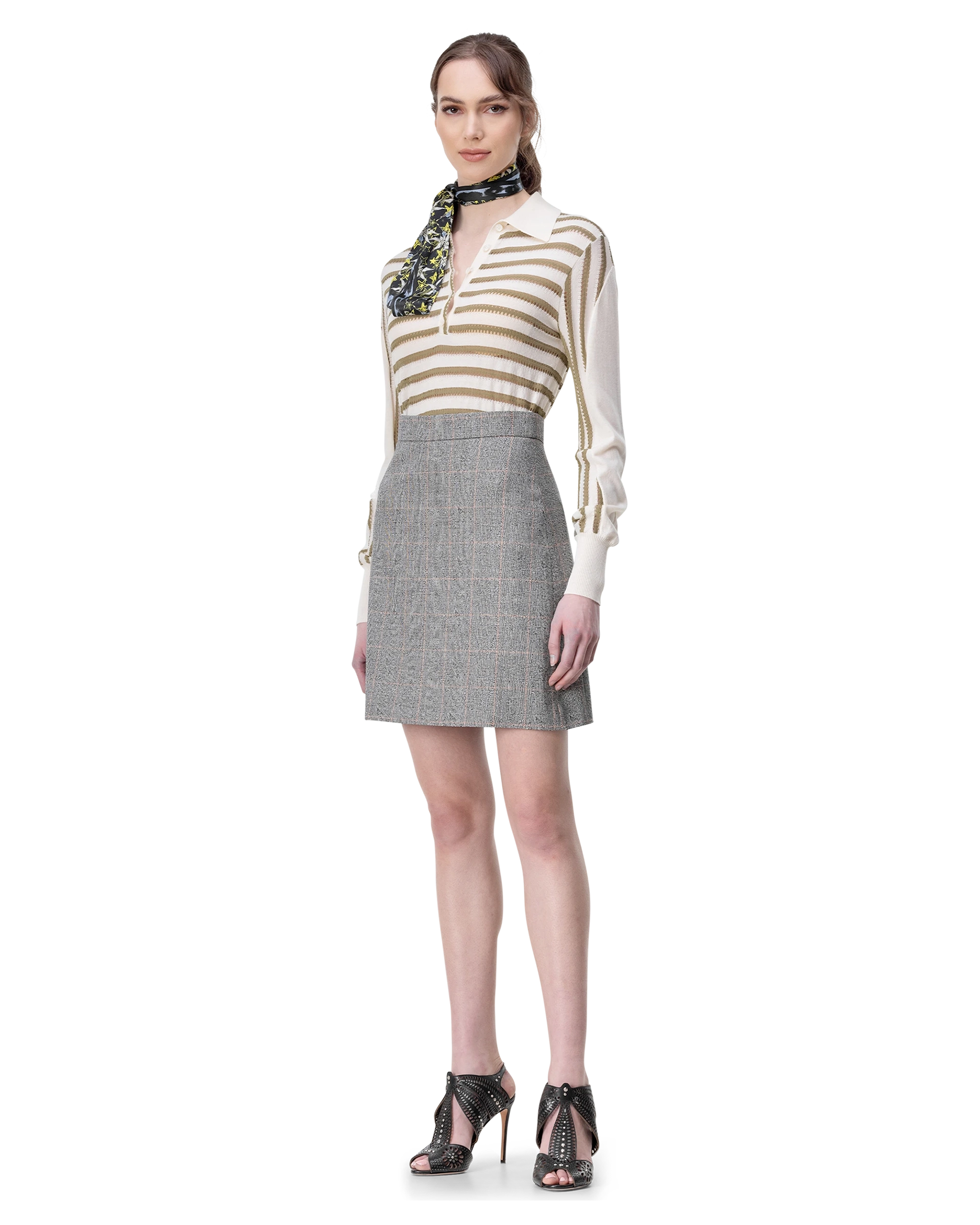 Pleated Wool Mini Skirt