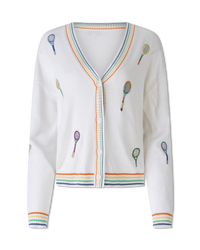 Racket Embroidered Cardigan - DIHSAN
