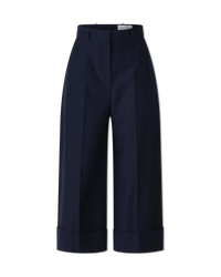 High-Waisted Wide-Leg Cropped Pants - DIHSAN