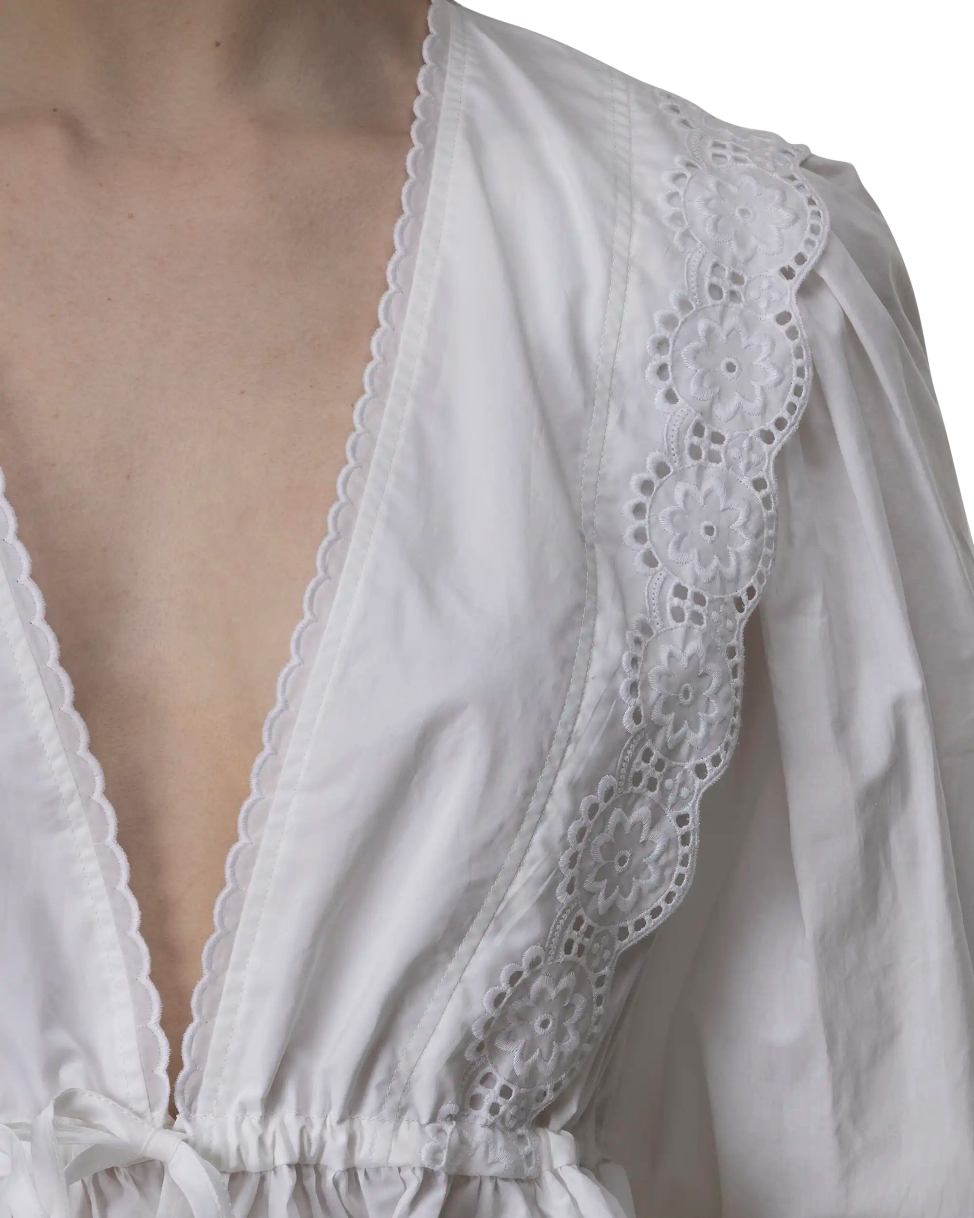 Eyelet Embroidered Wrap Blouse