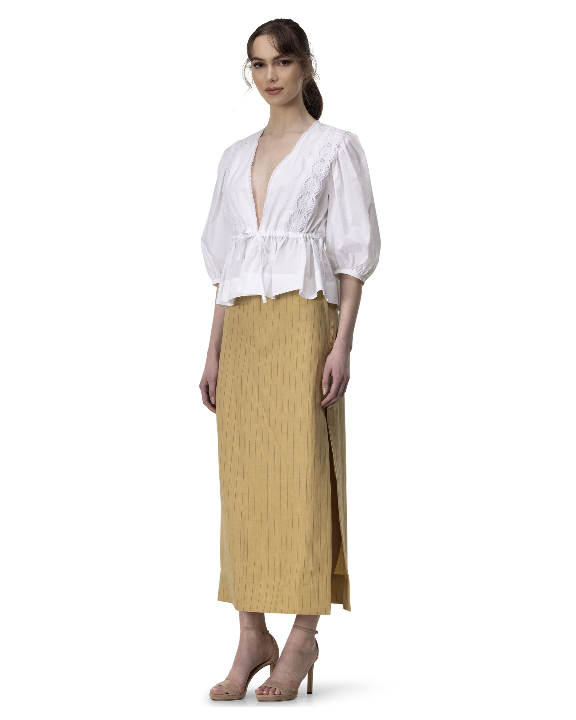 Eyelet Embroidered Wrap Blouse