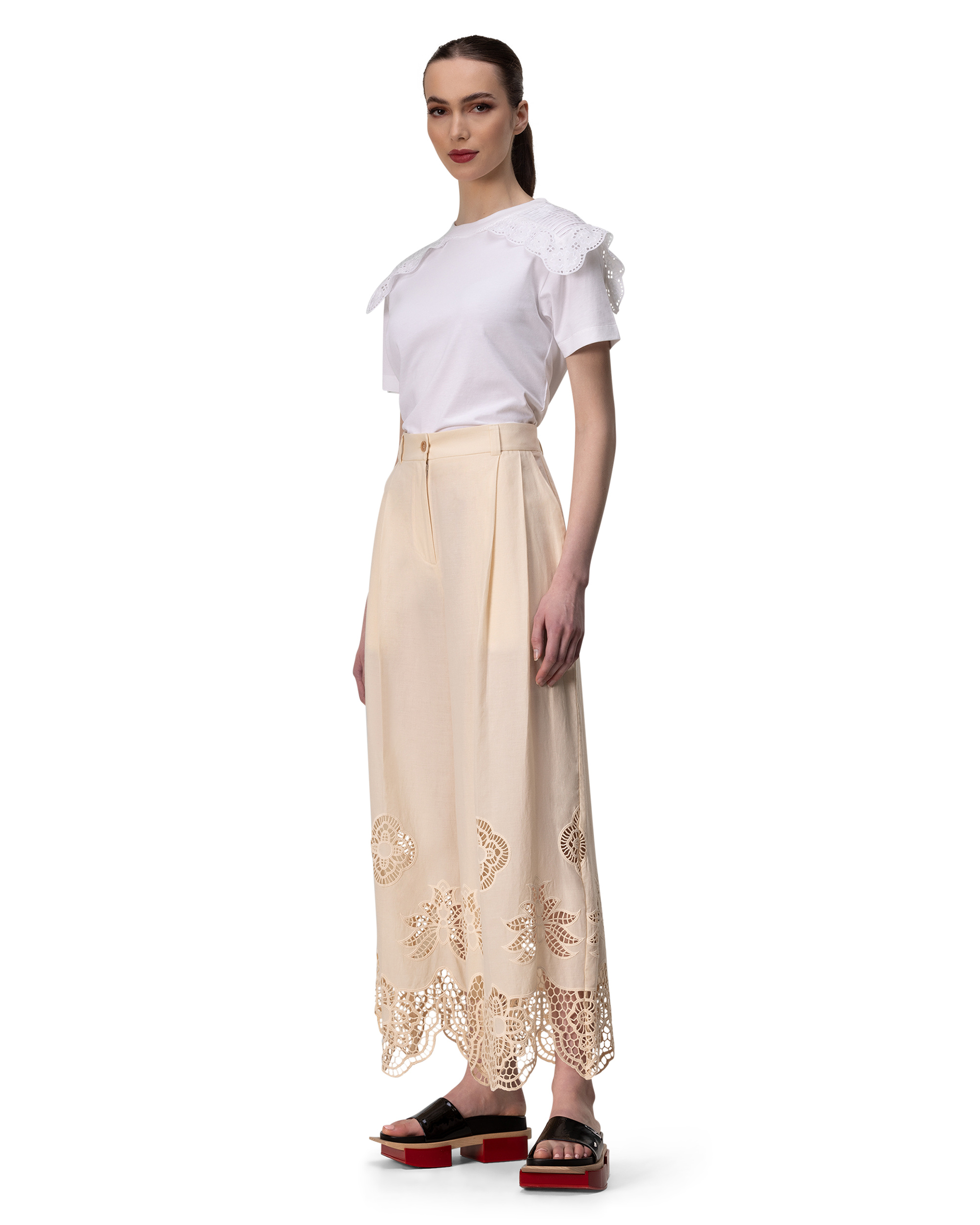 Guipure Trim Voile Pants