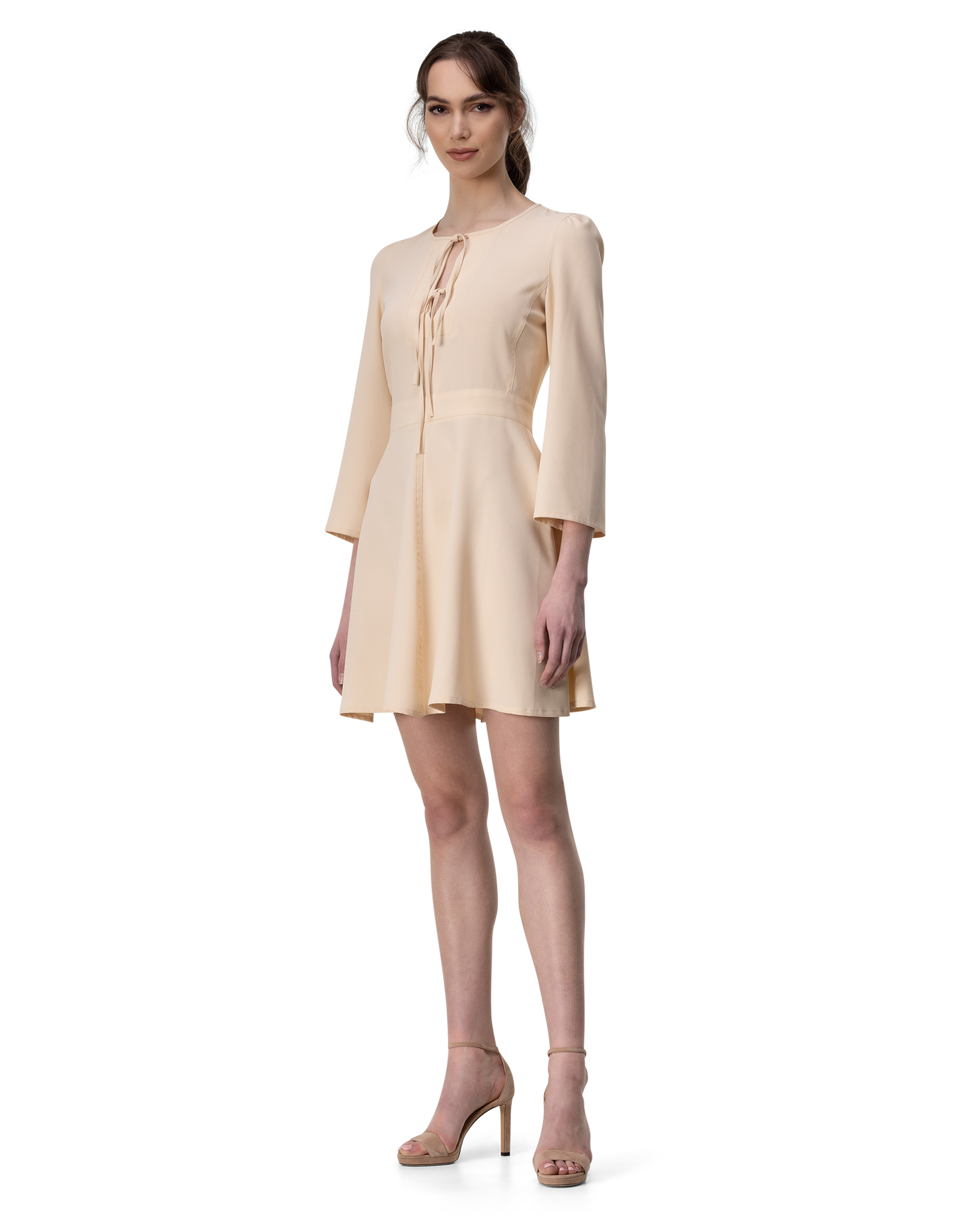 Bow Neck Crepe Dress