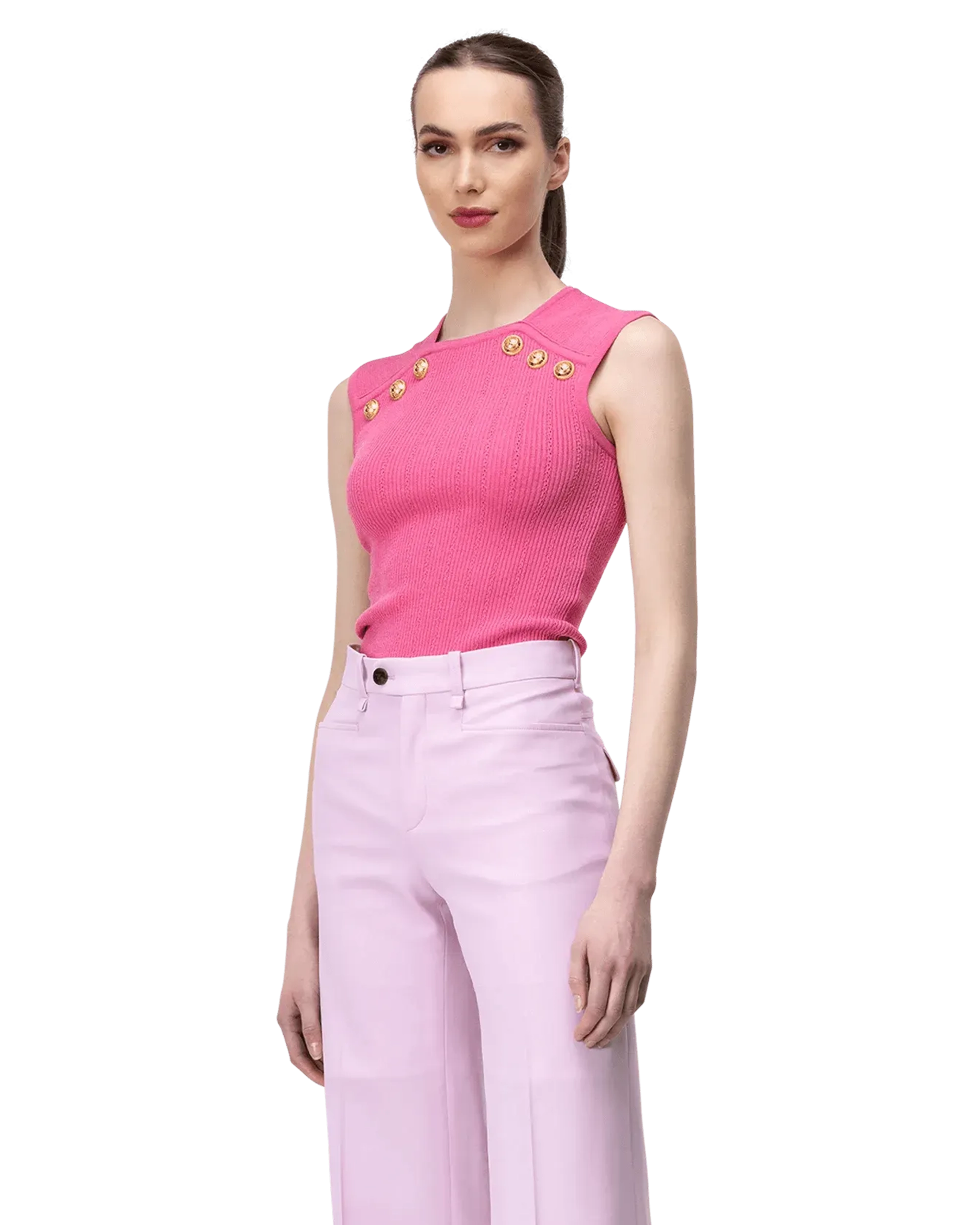 Button Detail Pointelle Top