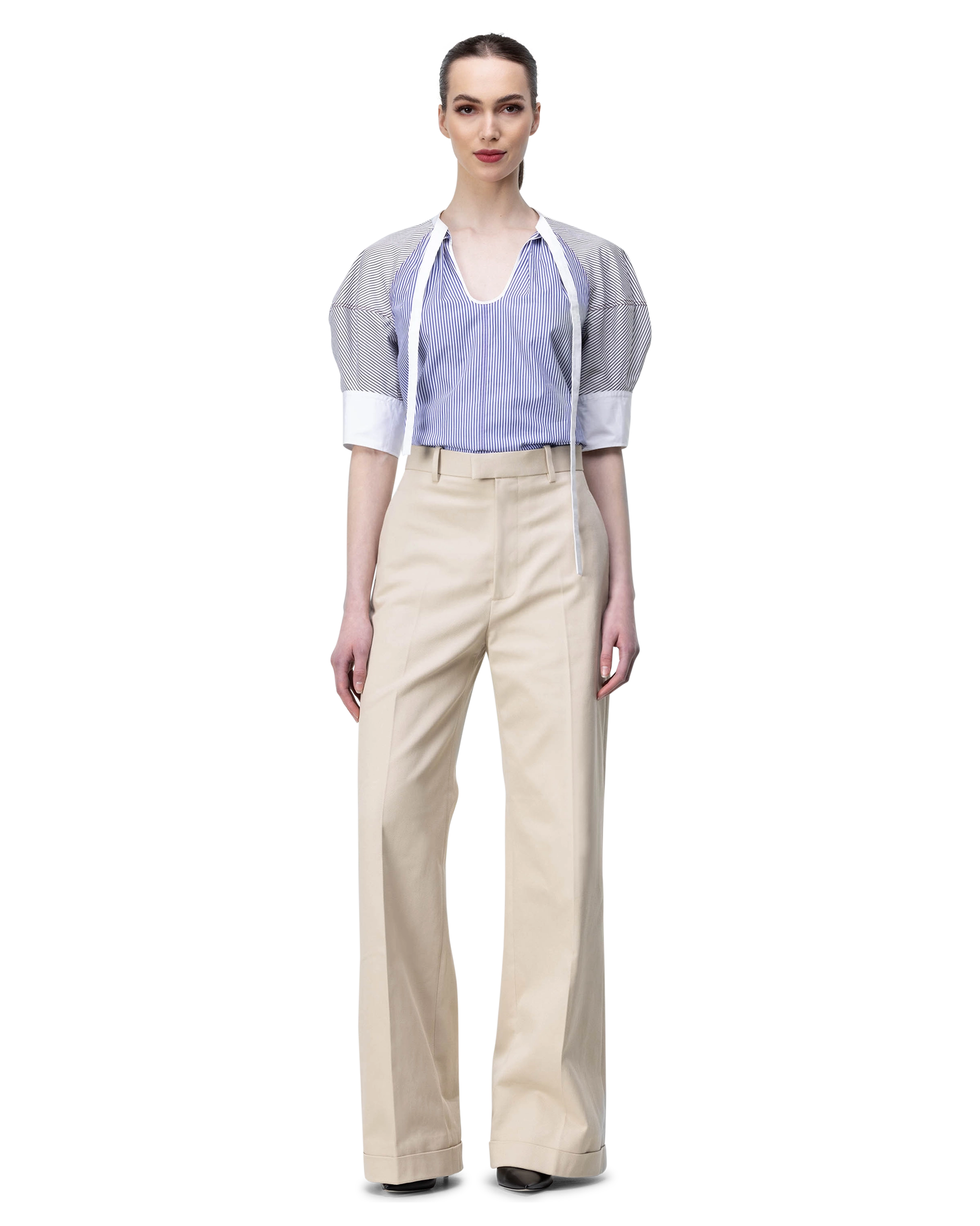 Wide Leg Twill Trousers