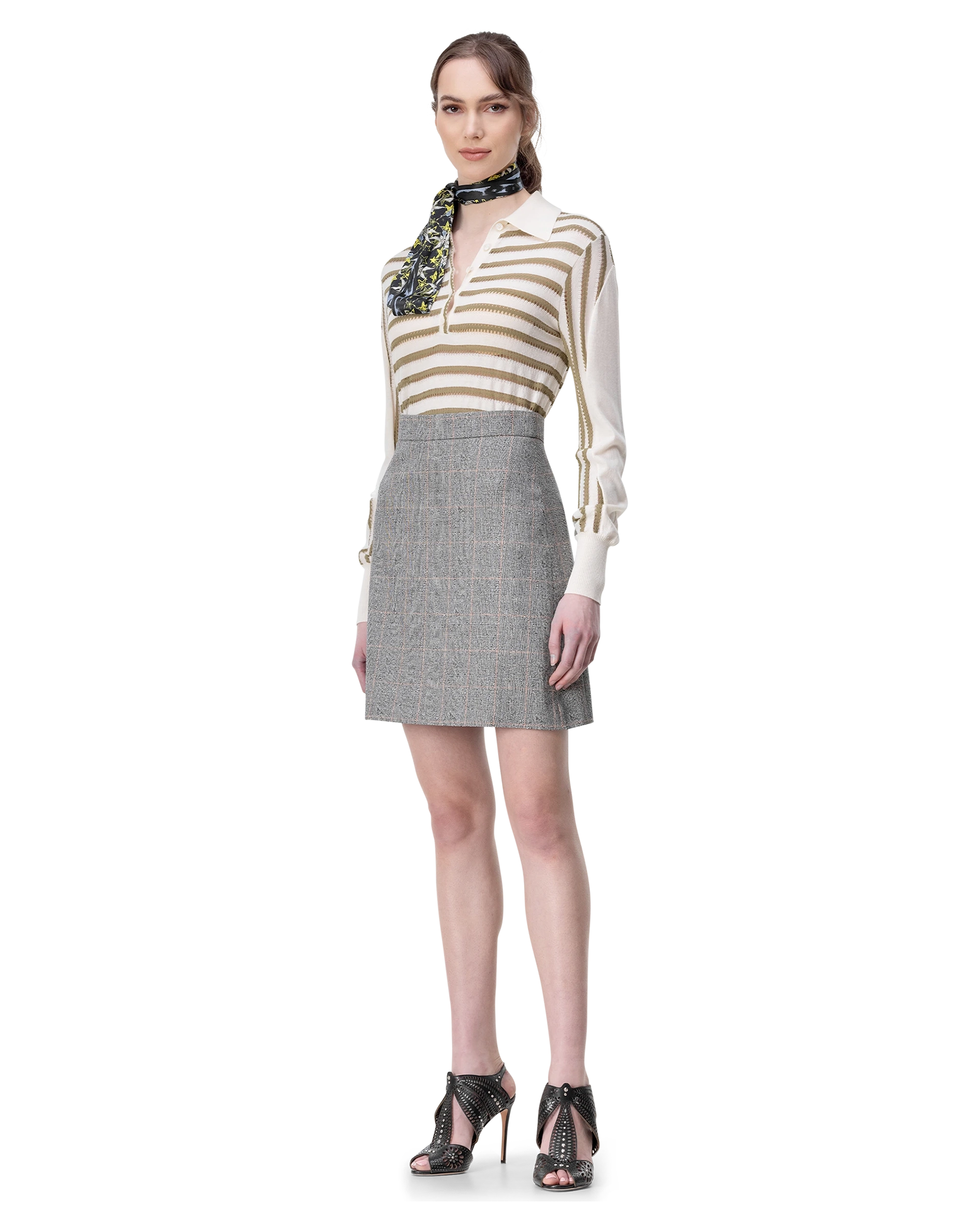 Striped Long Sleeve Polo Sweater