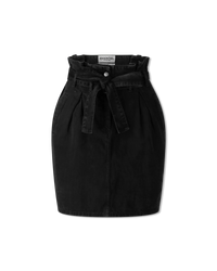 Paperbag Waist Denim Mini Skirt - DIHSAN