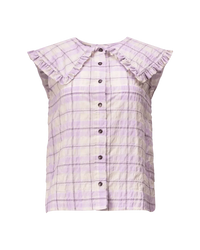 Seersucker Check Sleeveless Shirt - DIHSAN