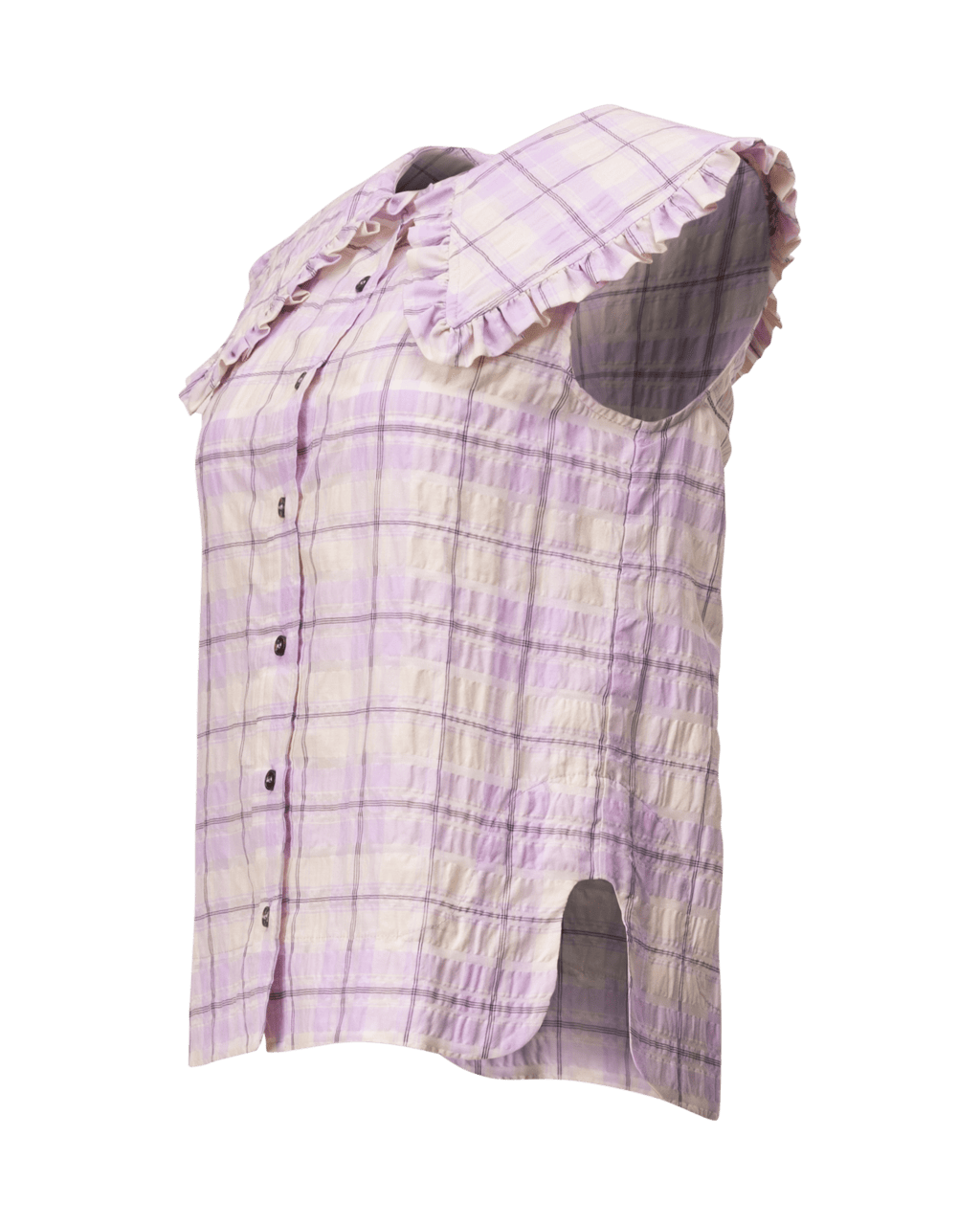 Seersucker Check Sleeveless Shirt - DIHSAN