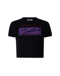 Glitter Logo Printed Cropped T-shirt - DIHSAN