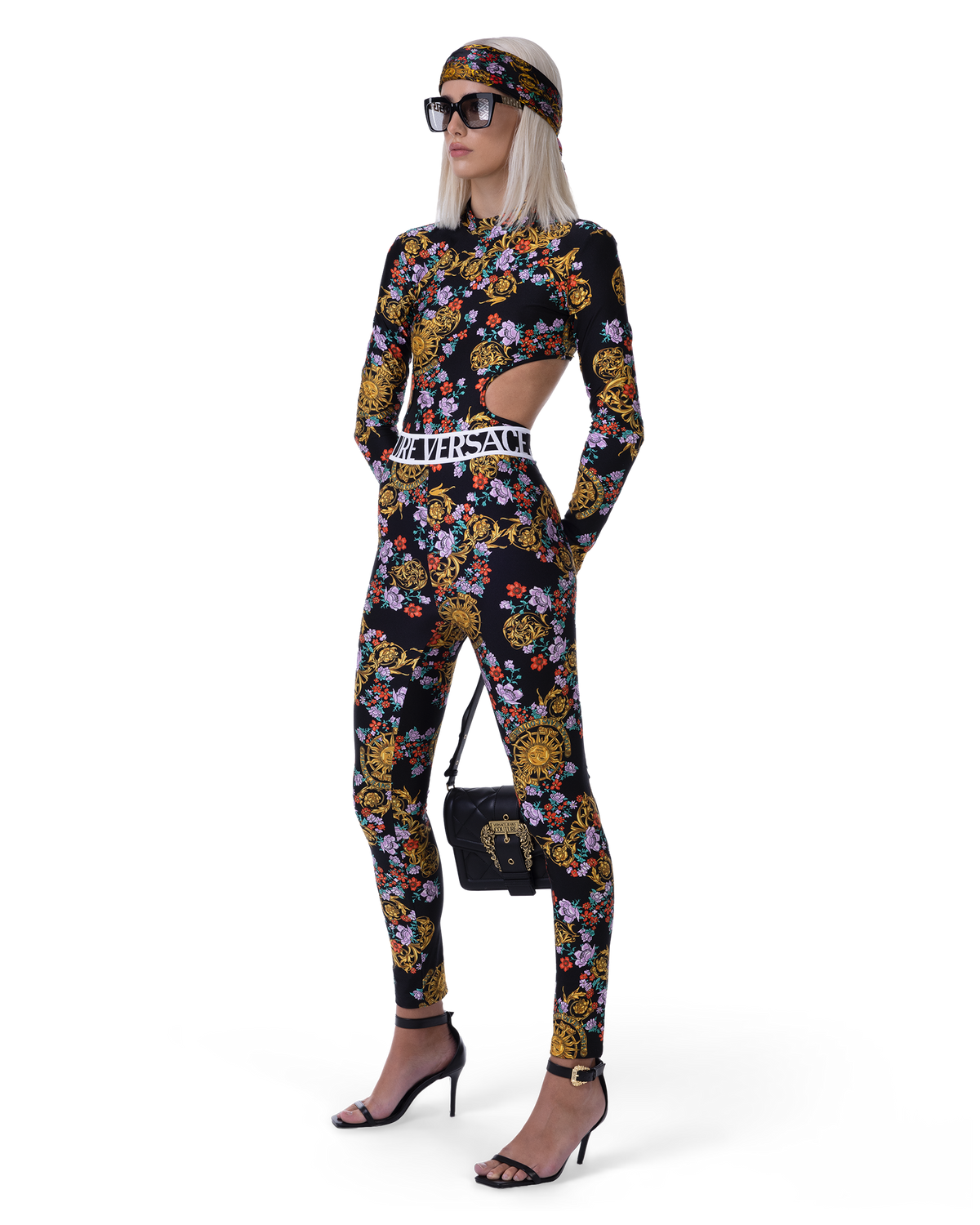 Multicolor Nylon Blend Sun Garland Cutout Versace Jeans Couture Bodysuit by Versace Jeans Couture | DIHSAN
