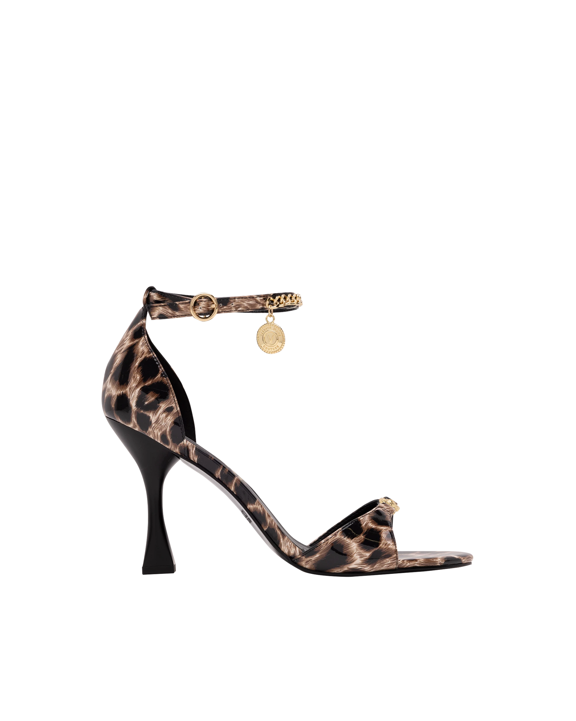 Leopard Print Ankle Chain Sandals
