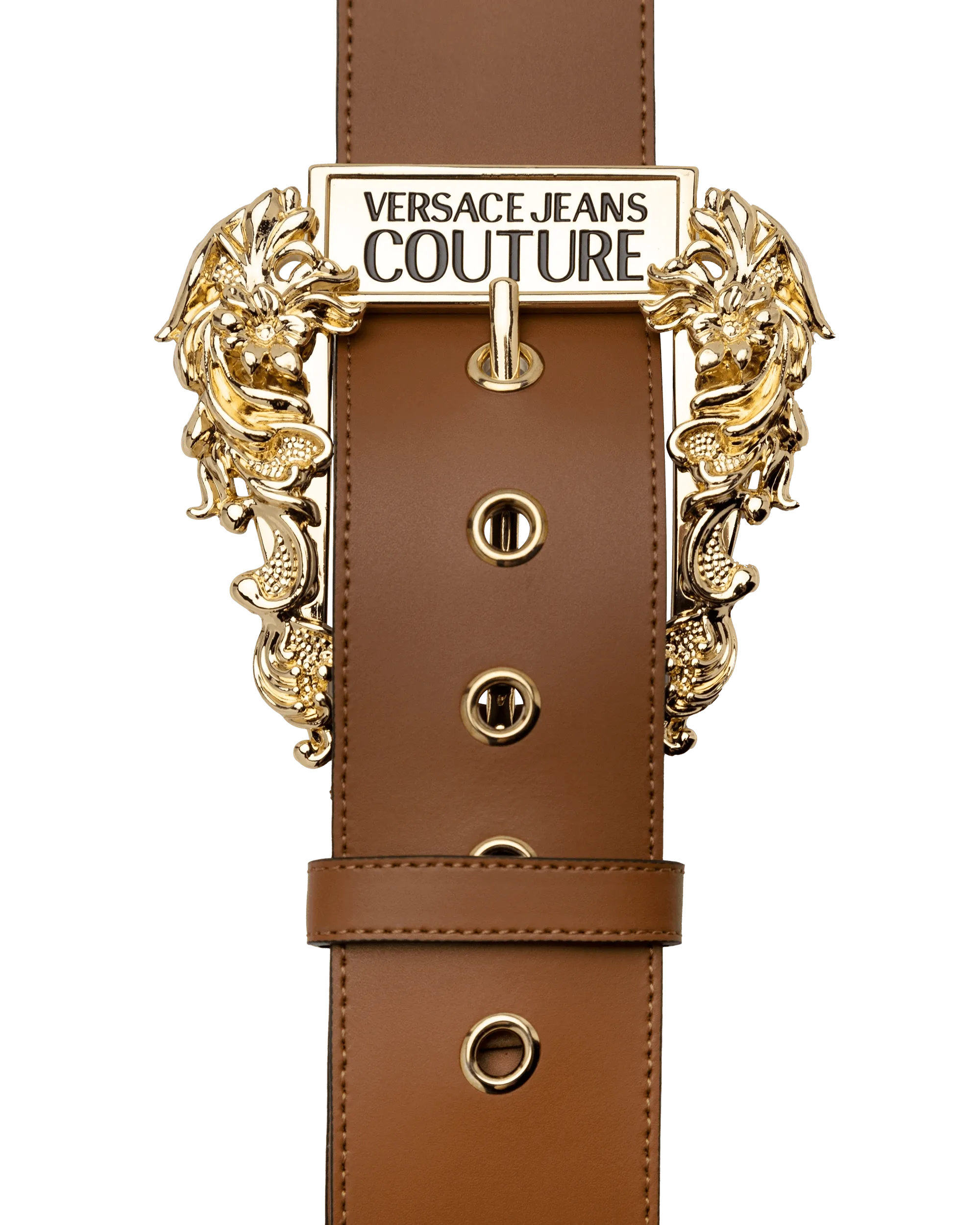 Gold Garland Logo Leather Belt - DIHSAN