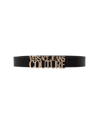 Leather Belt With Crystal Detailed Logo - DIHSAN
