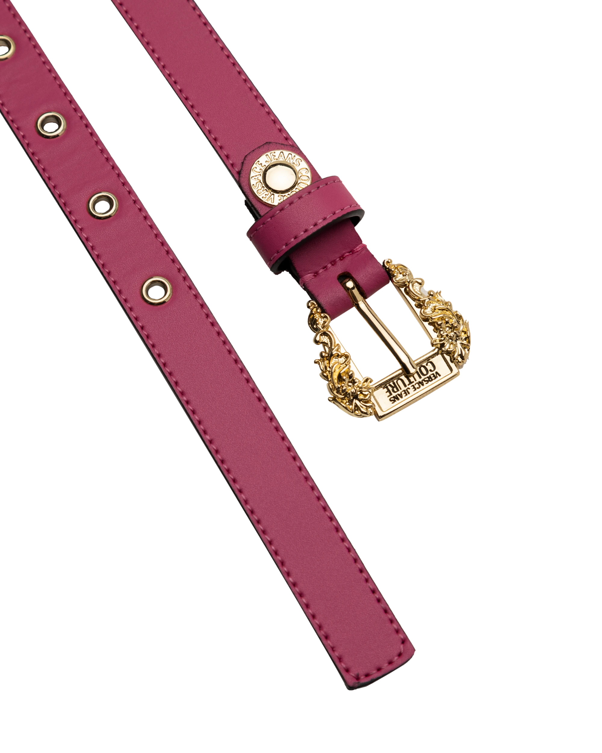 Gold Garland Logo Leather Belt - DIHSAN