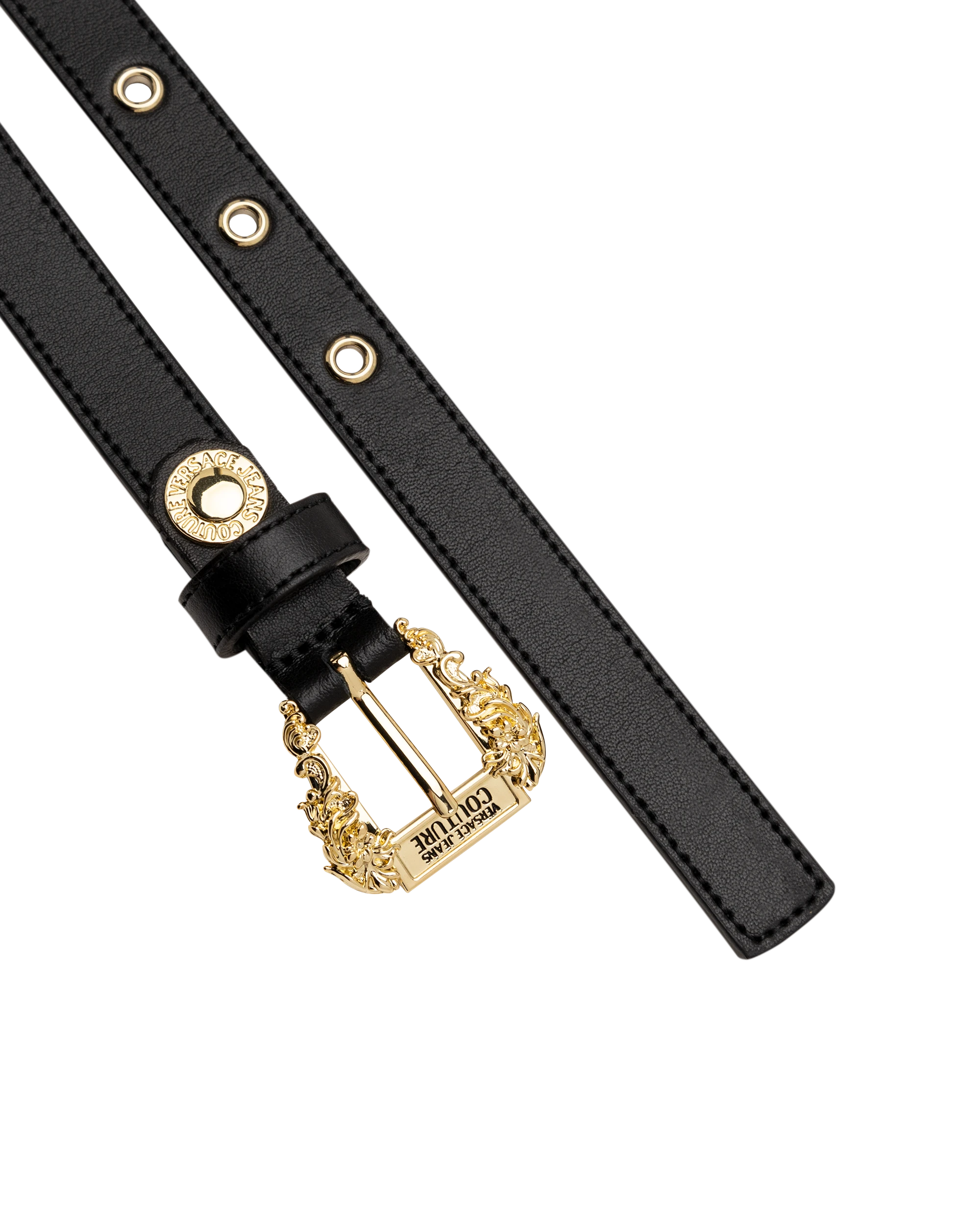 Gold Garland Logo Leather Belt - DIHSAN