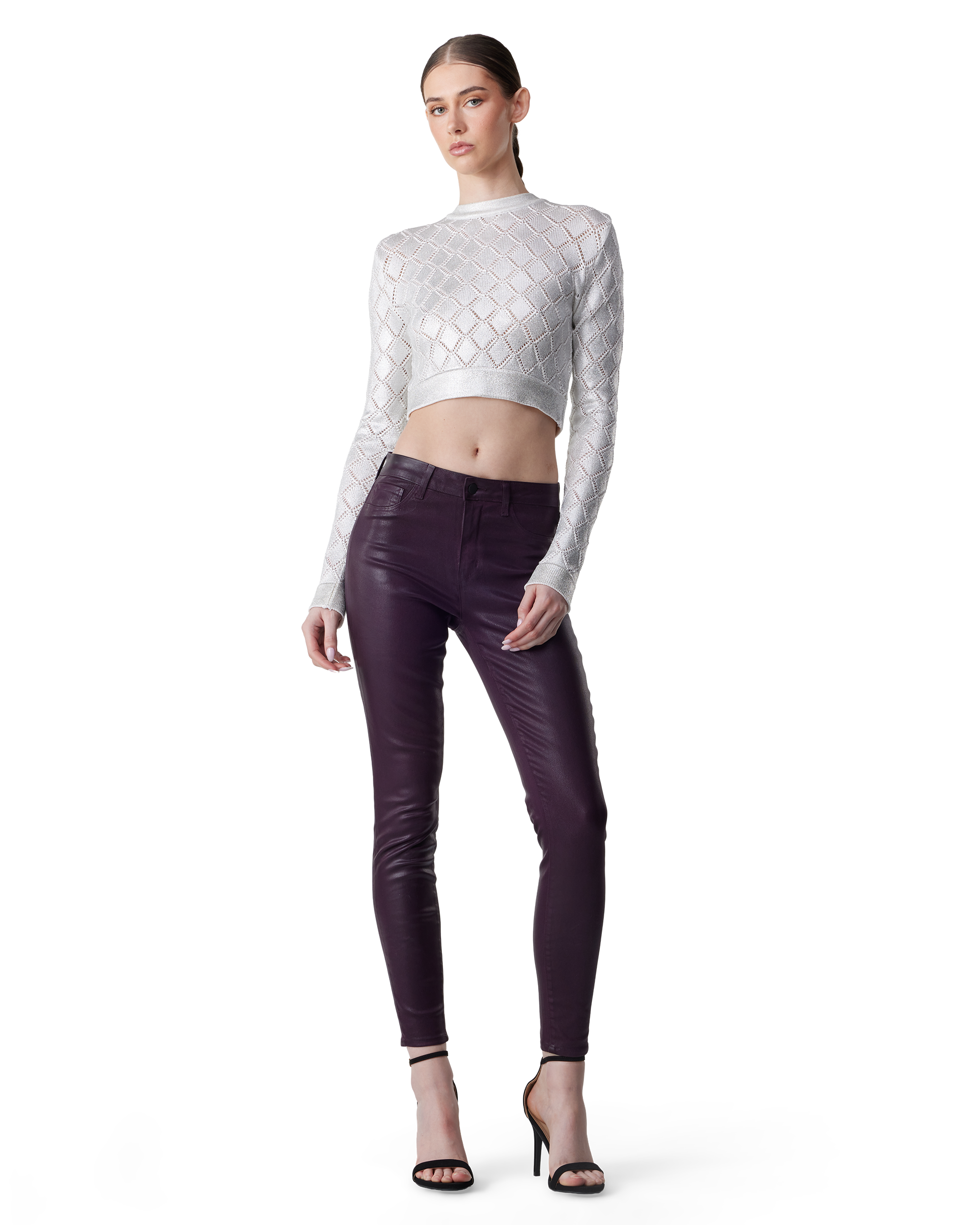 Silver Viscose Blend Diamond Cut Crop Top by Balmain | DIHSAN
