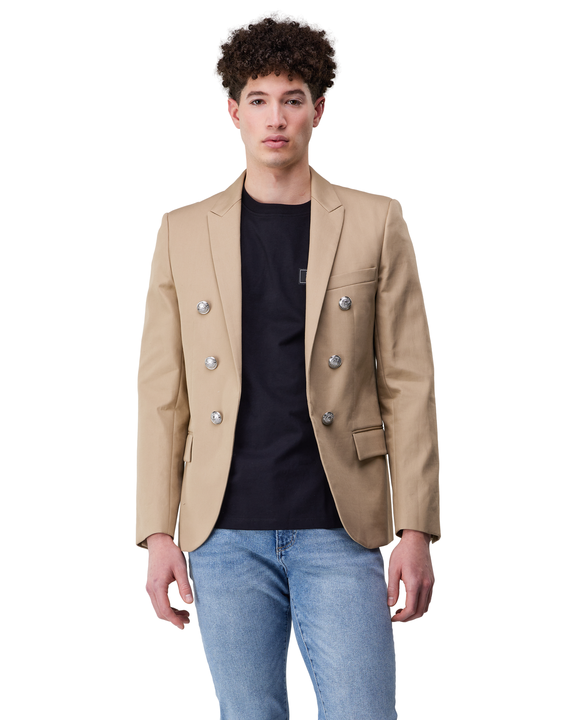 Pointed Collar 6 Buttons Jacket