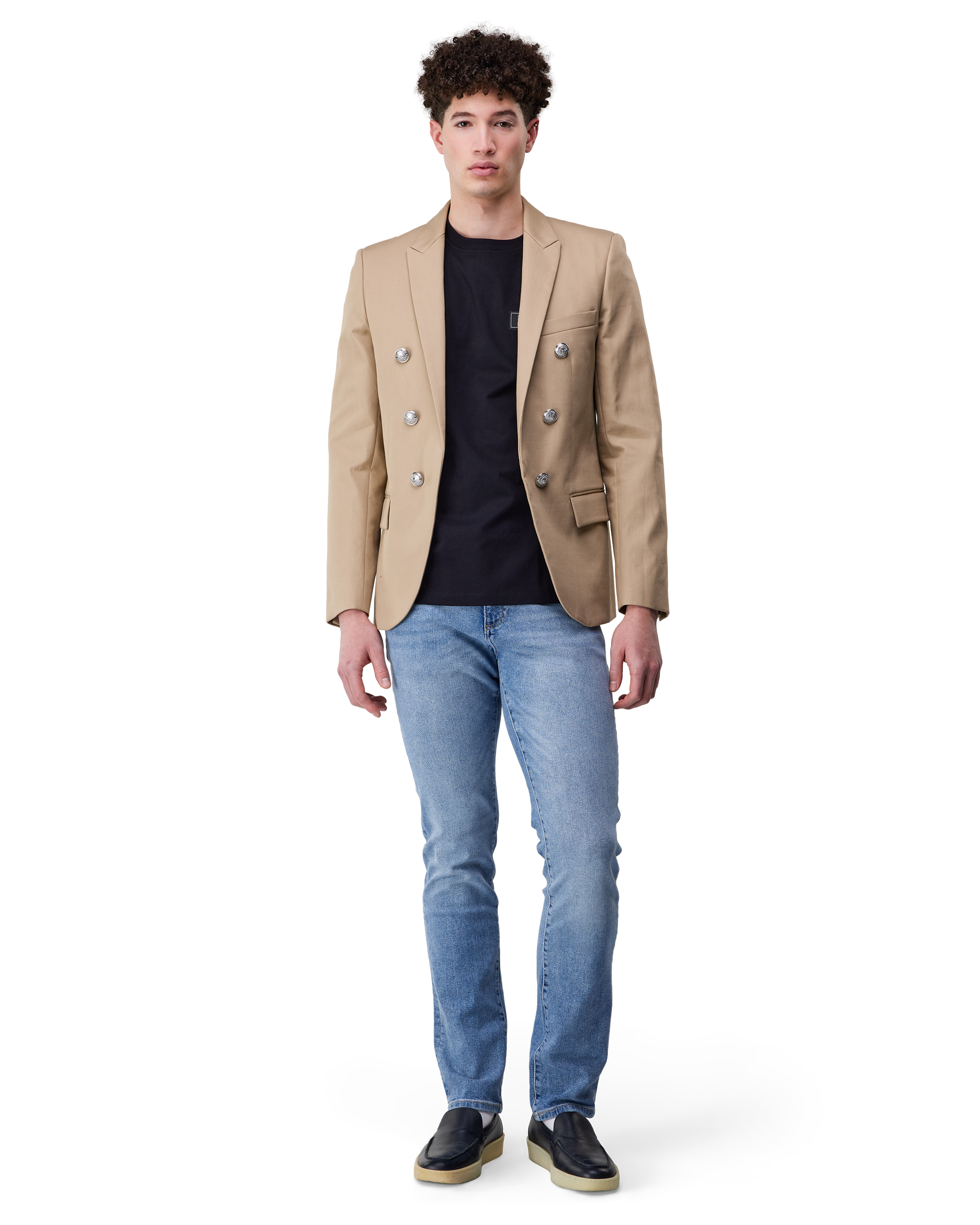 Pointed Collar 6 Buttons Jacket