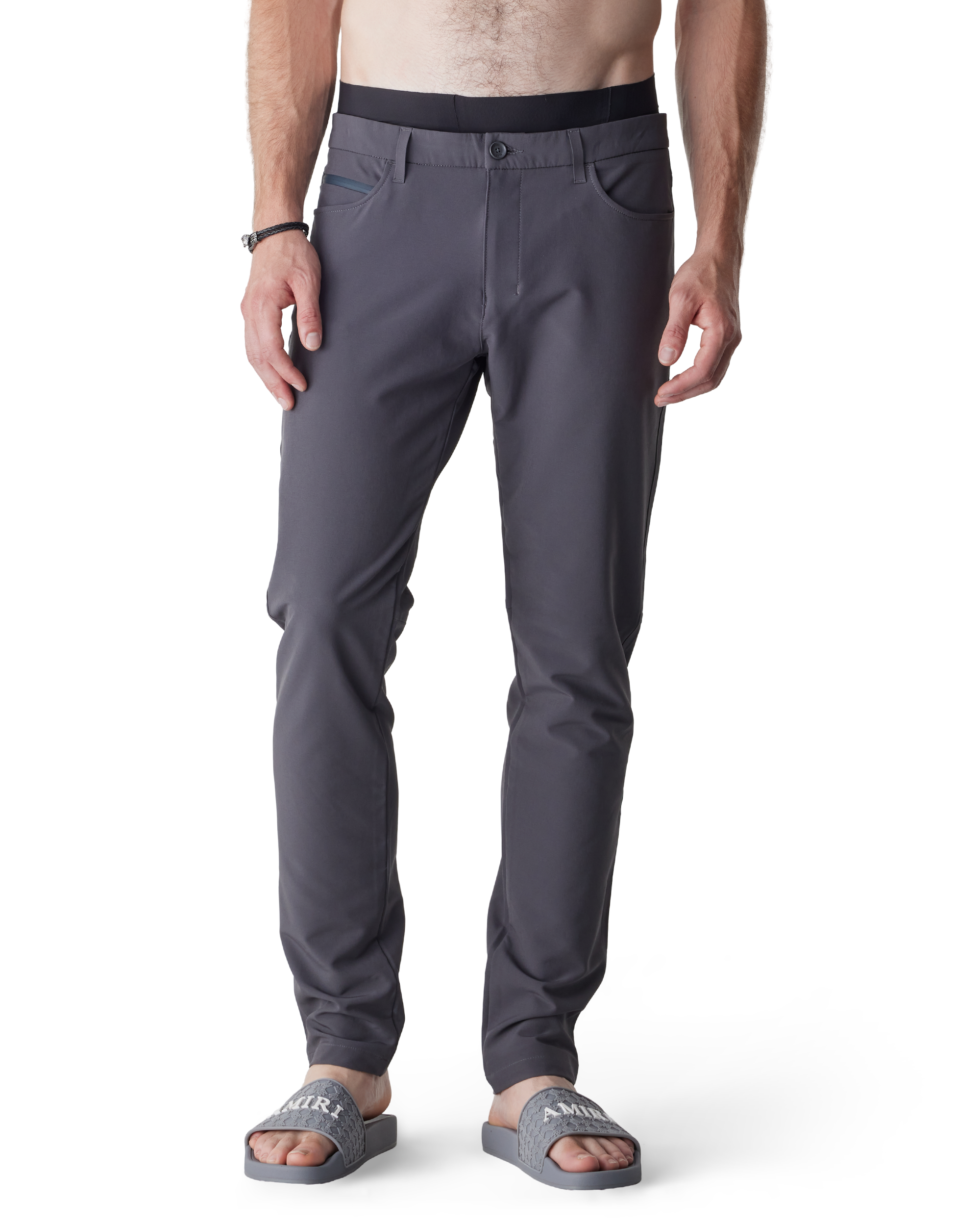 Grey Polyester Blend T-ATG Slim Golf Pants by BOSS Green | DIHSAN