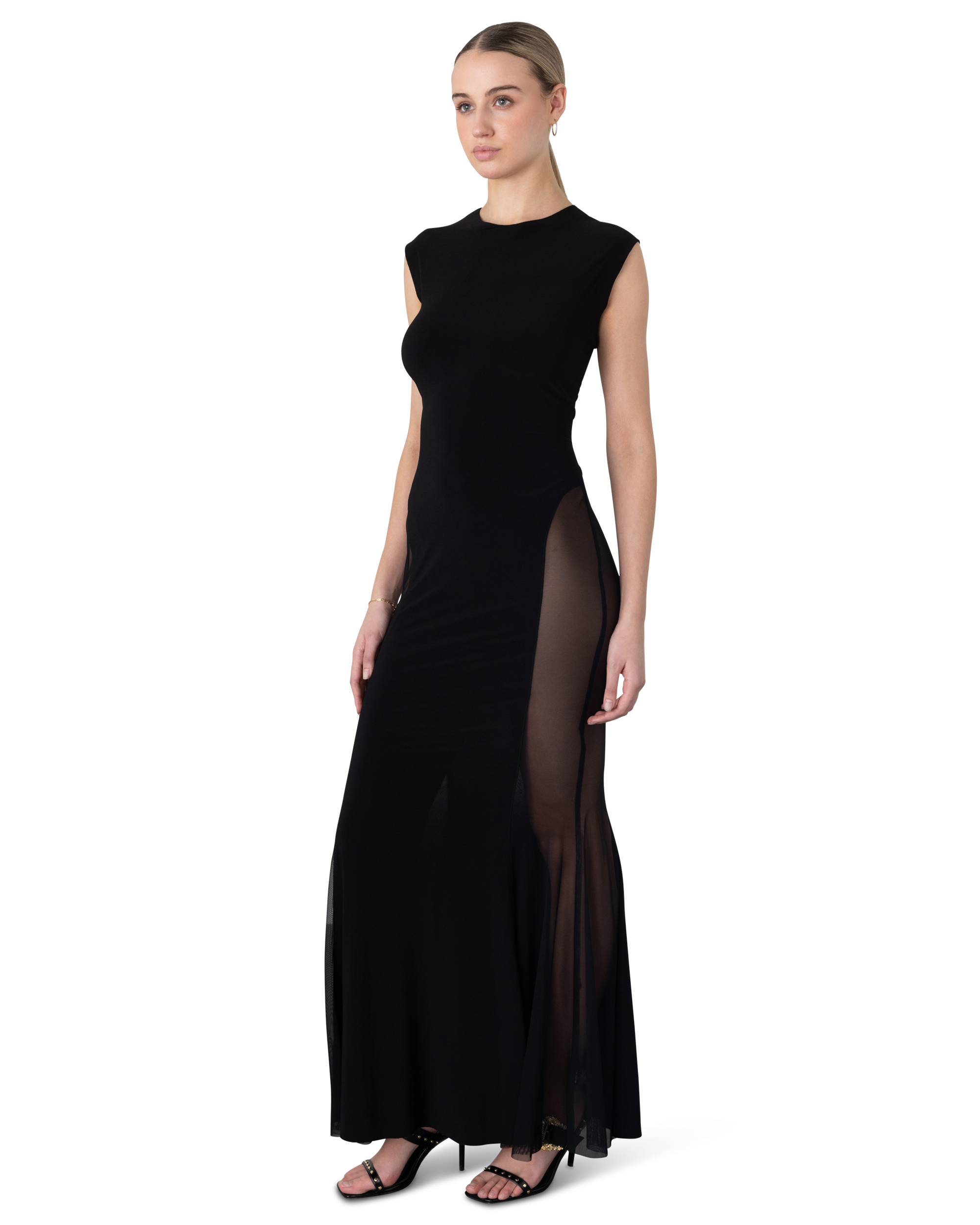 Sleeveless Crewneck Fishtail Gown