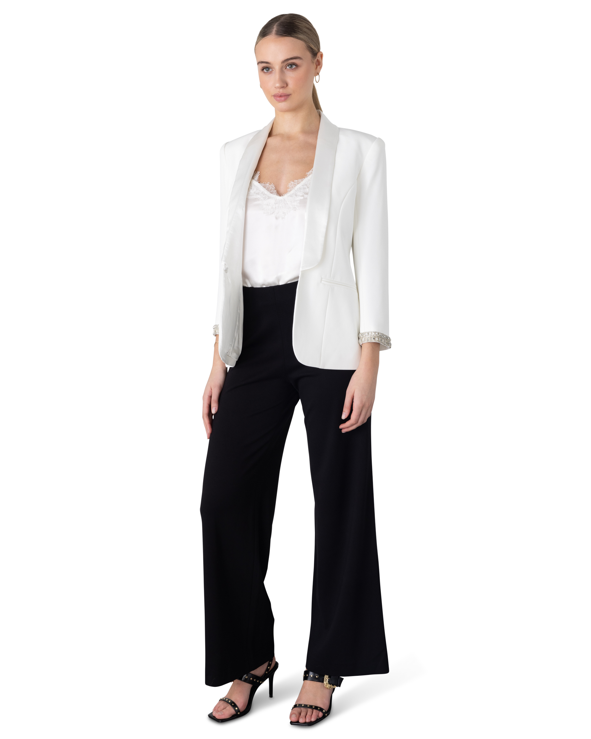 Generation Love Argo Crystal Satin Combo Crepe Blazer