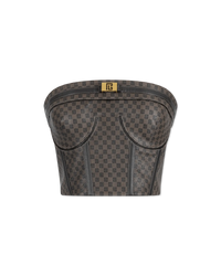 Mini Monogram Leather Bustier Top - DIHSAN