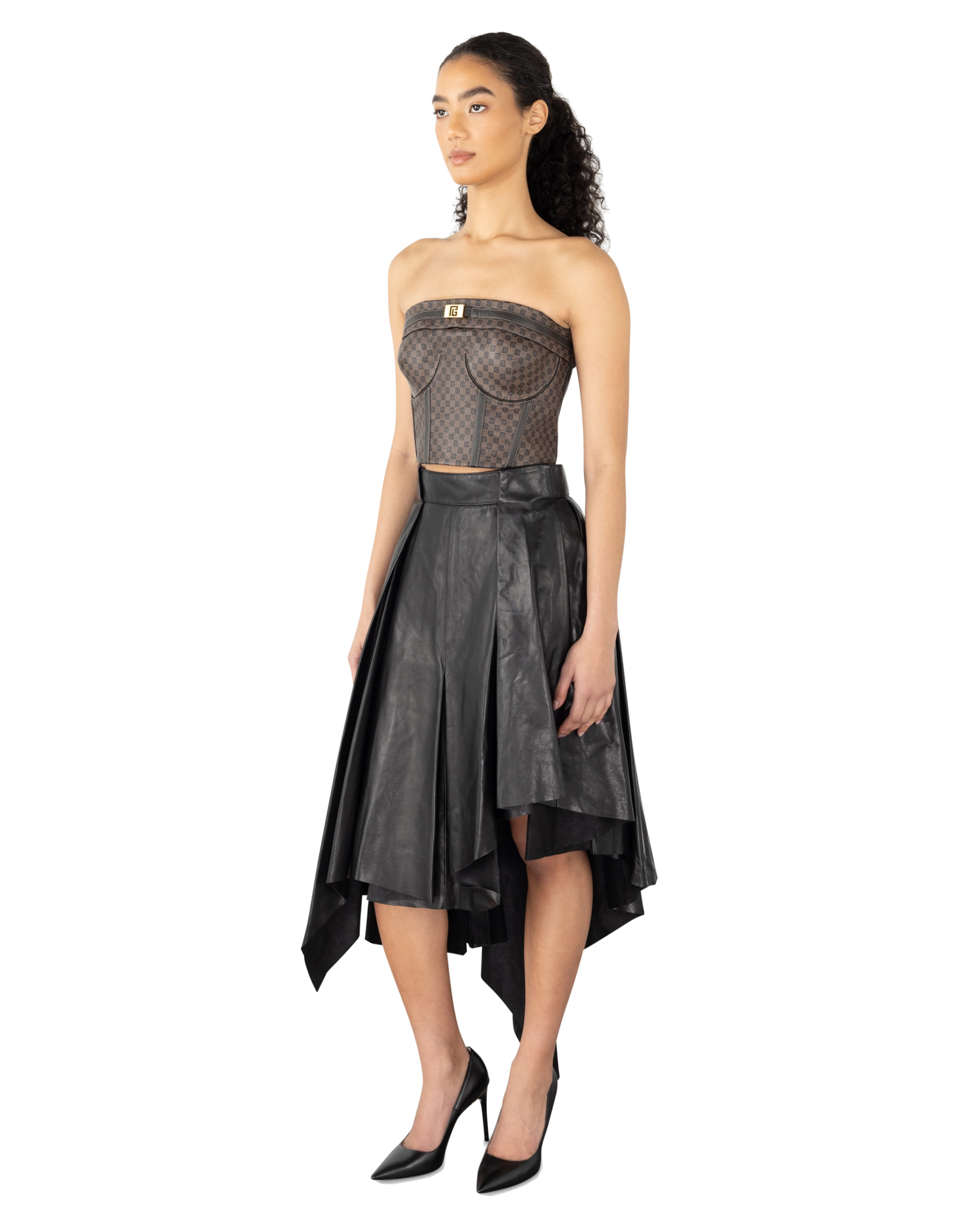 Mini Monogram Leather Bustier Top