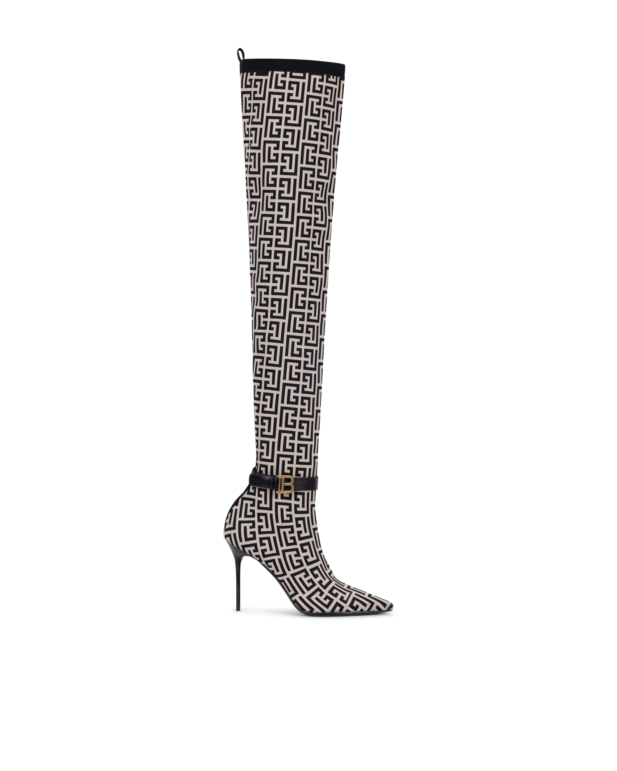 Raven Monogram Knit Over-The-Knee Boots