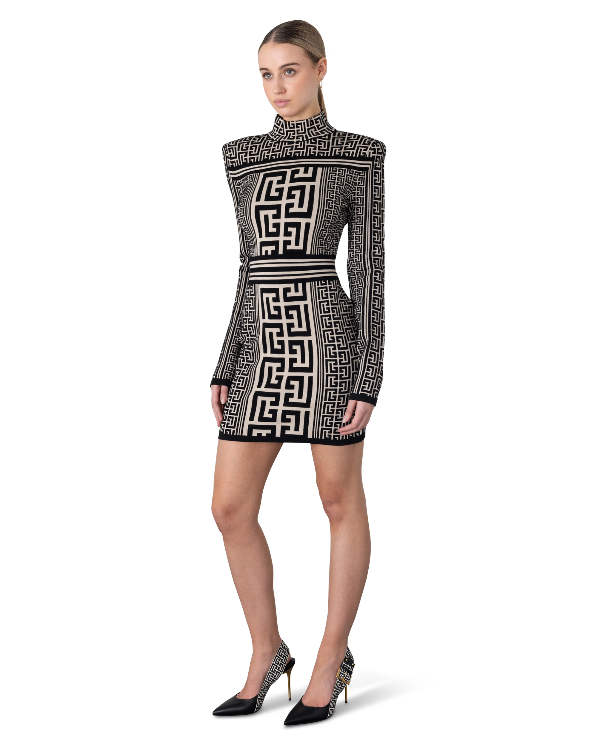 Long Sleeve Monogram Mini Dress