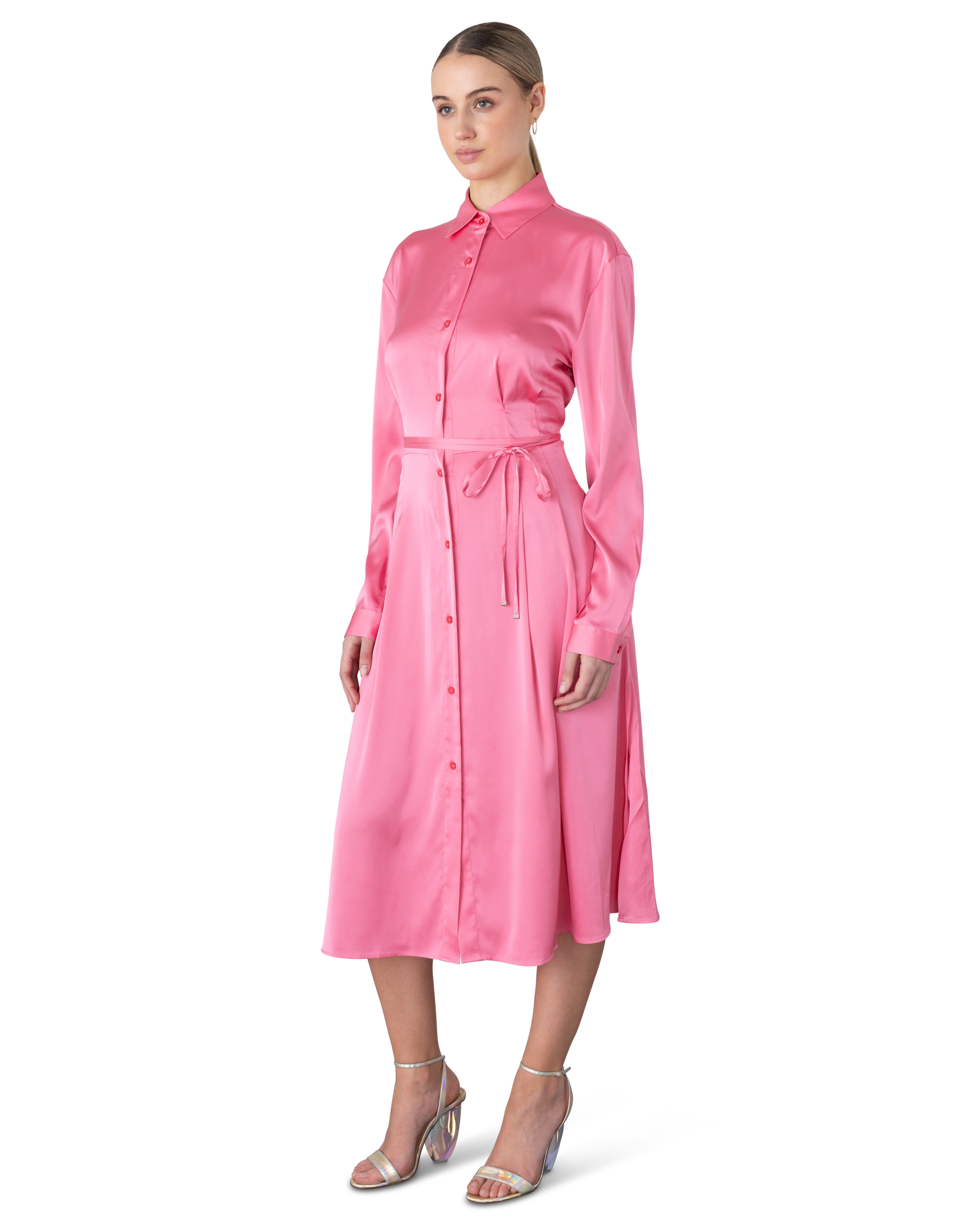 Kleoma Satin Shirt Dress